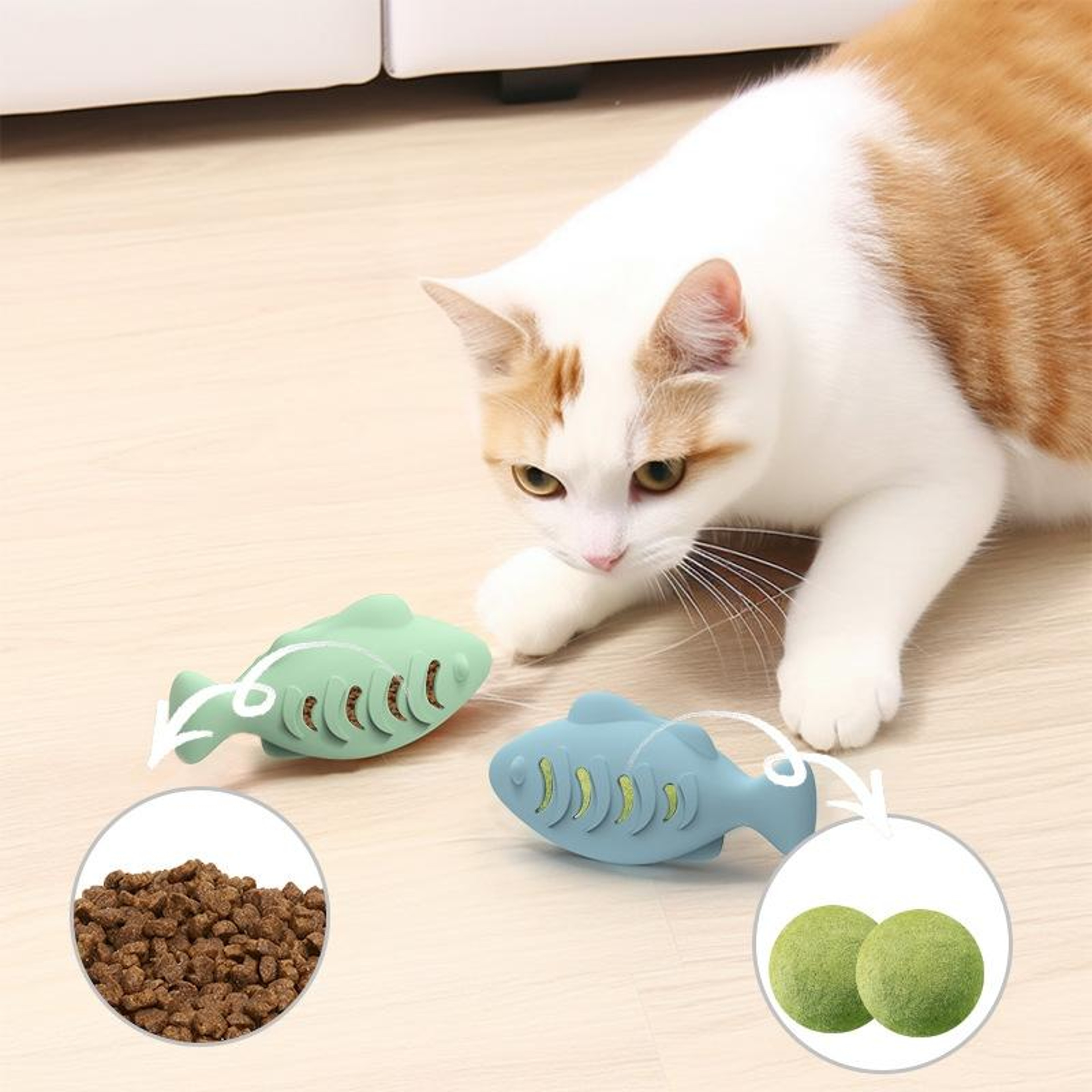 Interactive Fish Shaped Silicone Cat Toy Treat Dispenser For Indoor Cats 0