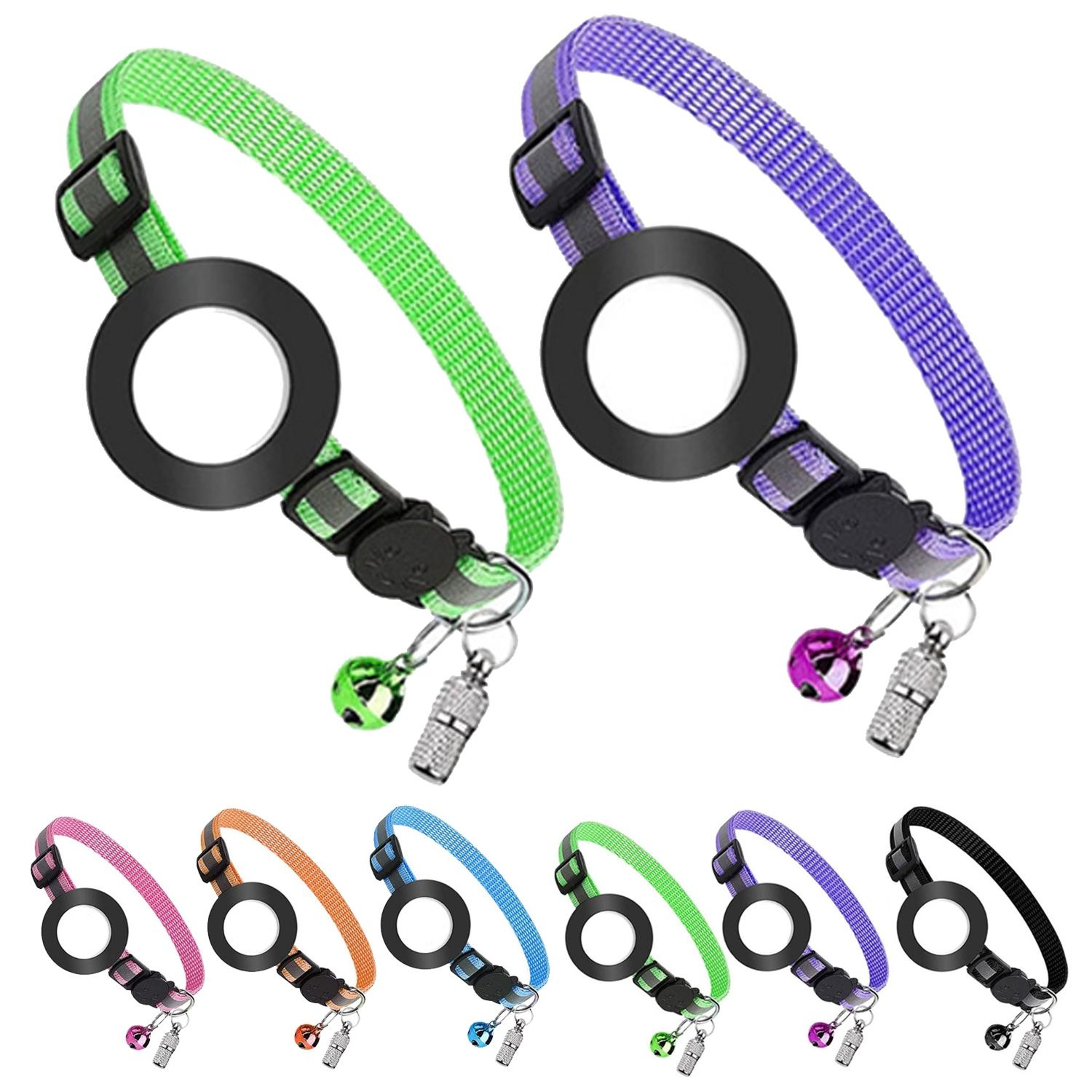 AirTag Pet Collar With Reflective Safety Buckle  Bell For Cats And Small Dogs 8