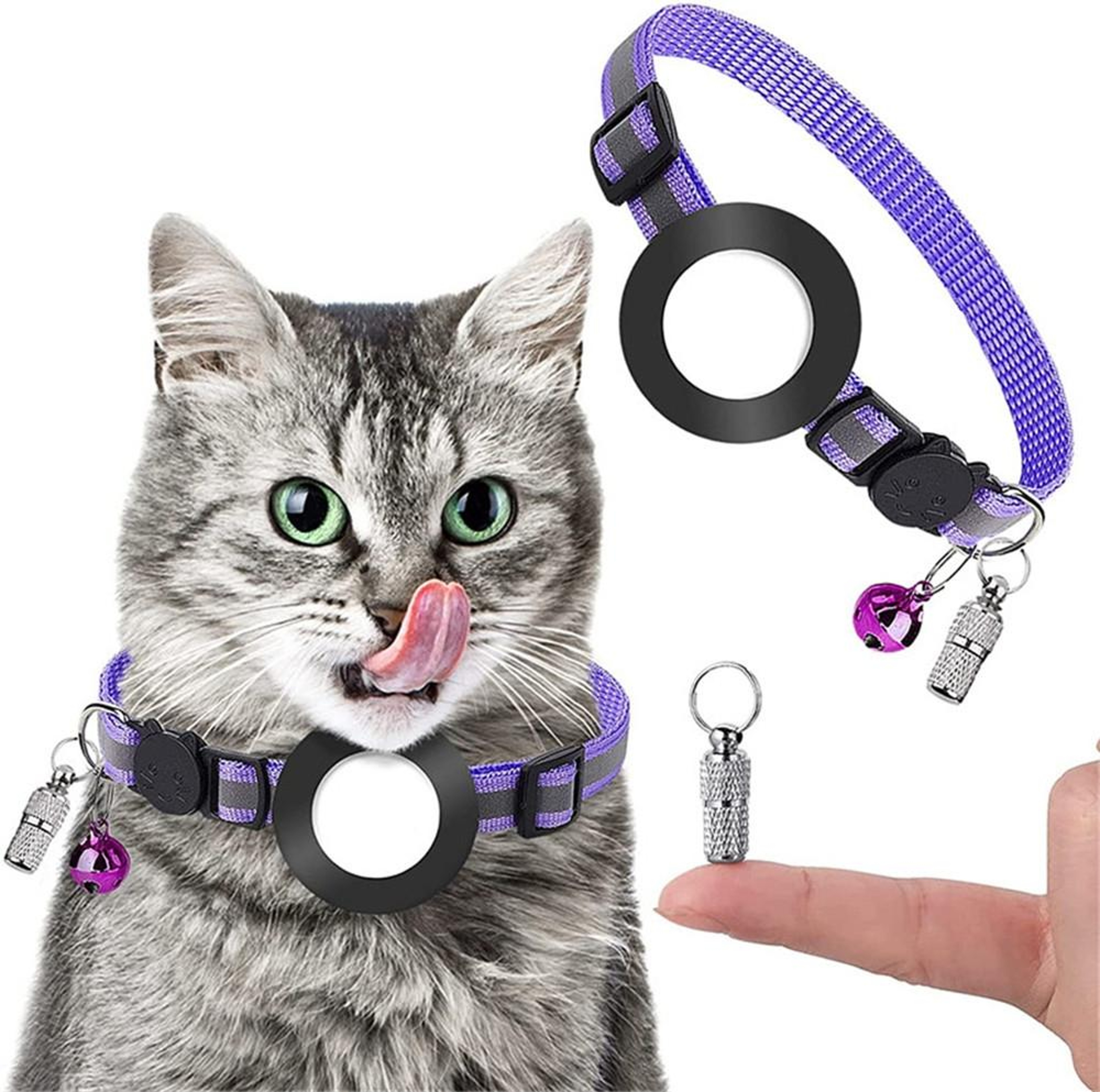 AirTag Pet Collar With Reflective Safety Buckle  Bell For Cats And Small Dogs 0