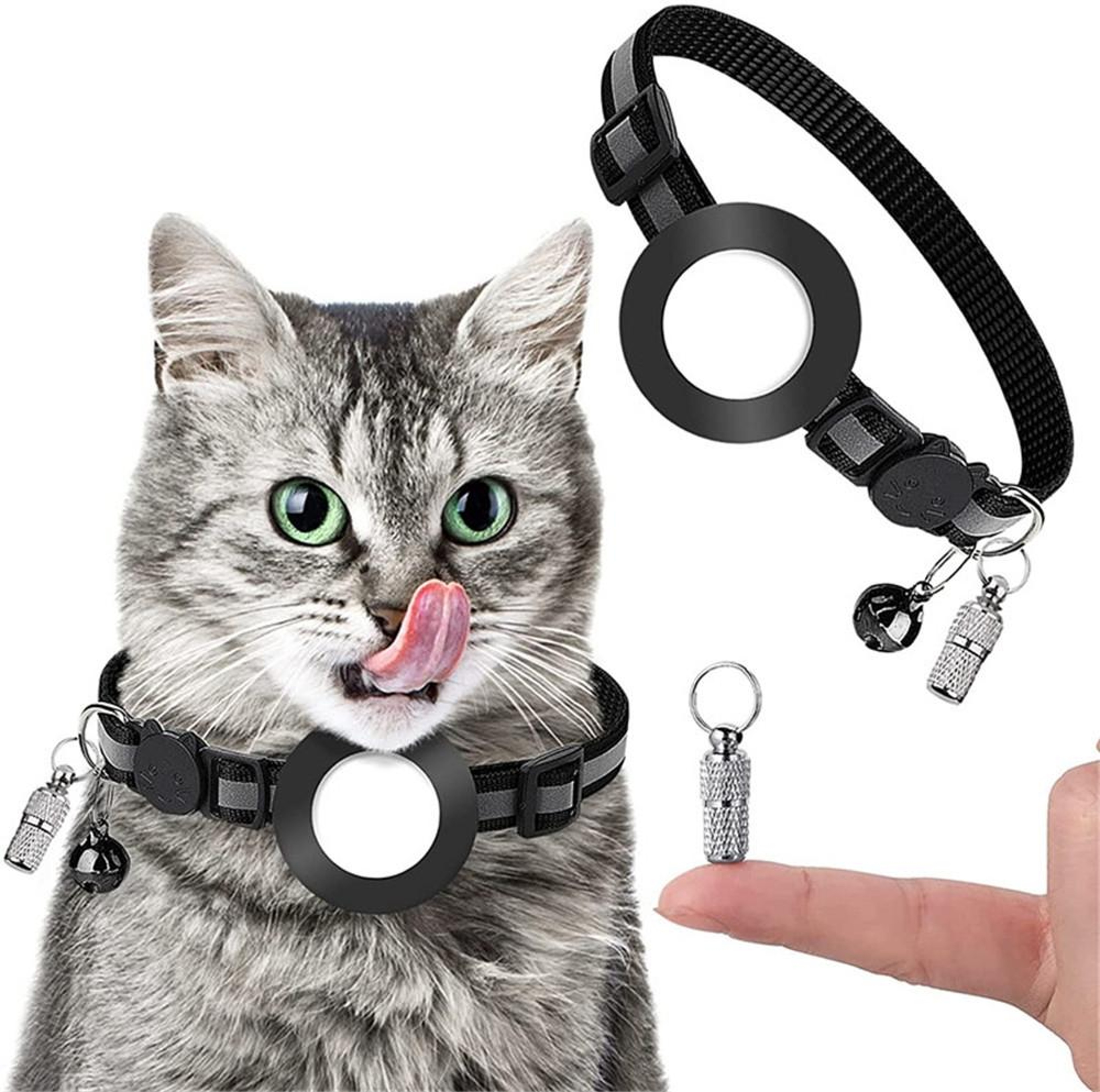 AirTag Pet Collar With Reflective Safety Buckle  Bell For Cats And Small Dogs 1