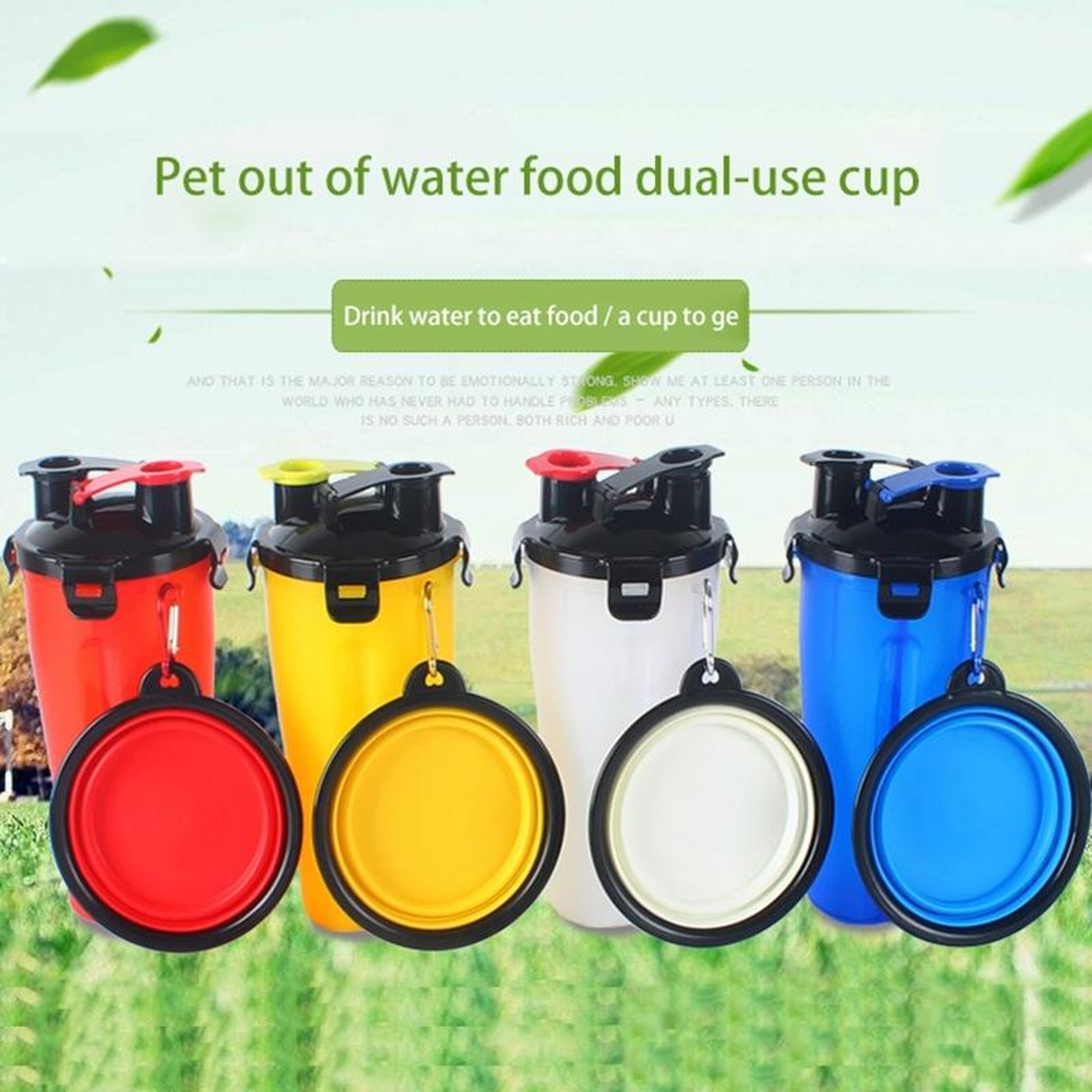 Portable Pet Water Bottle  Food Container With Foldable Travel Bowl 10