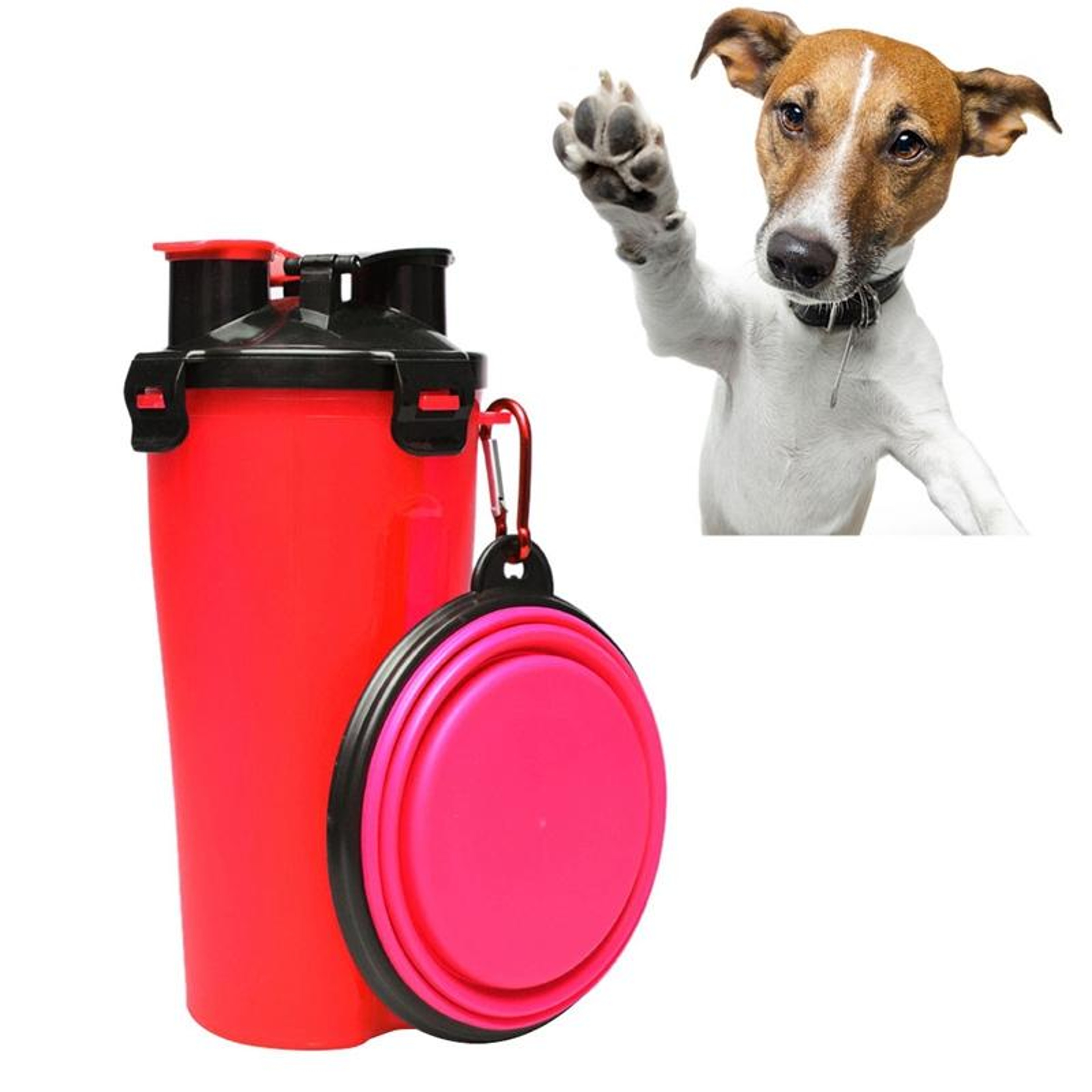 Portable Pet Water Bottle  Food Container With Foldable Travel Bowl 11