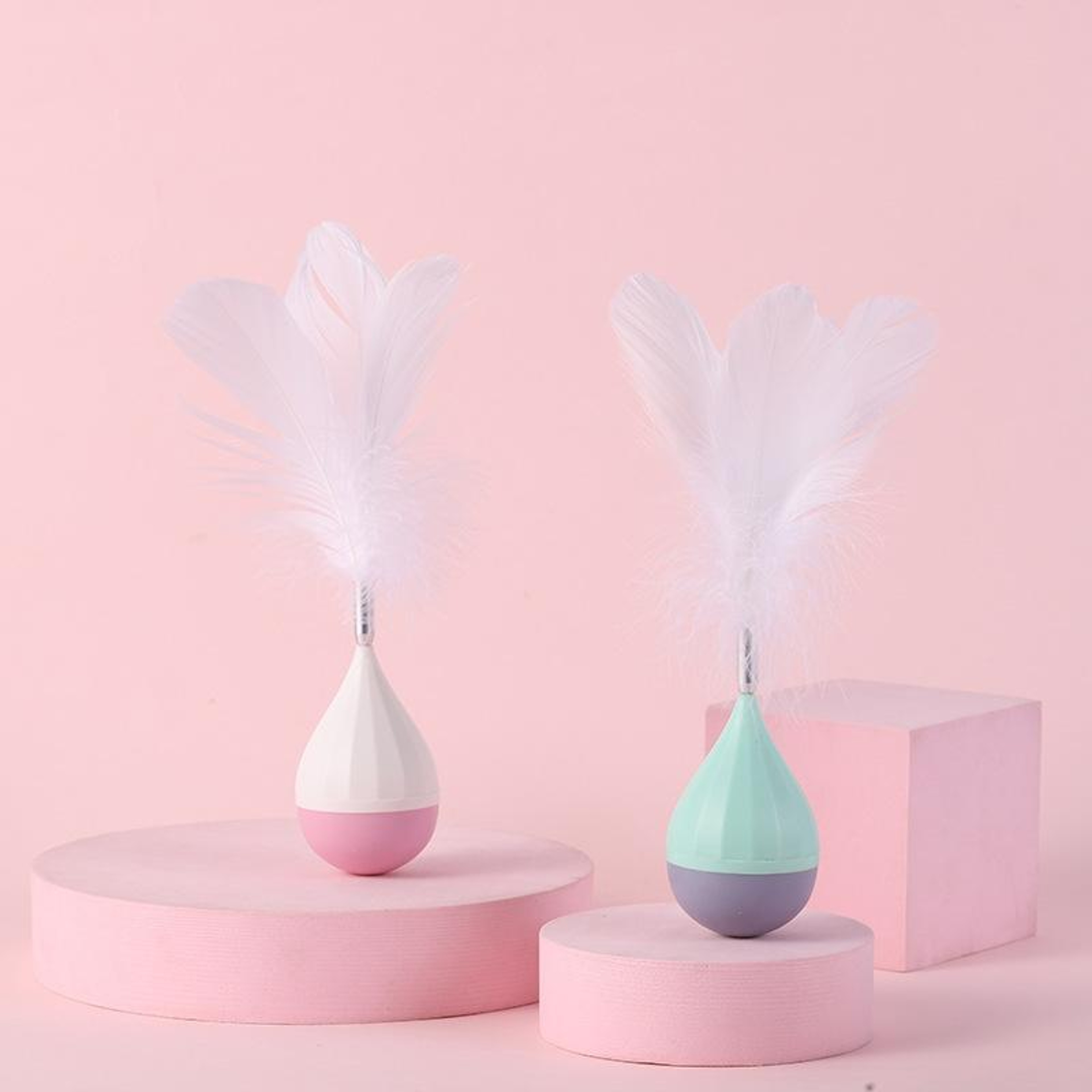Feather Tumbler Interactive Cat Toy For Indoor Cats With Replaceable Teaser Wand 0