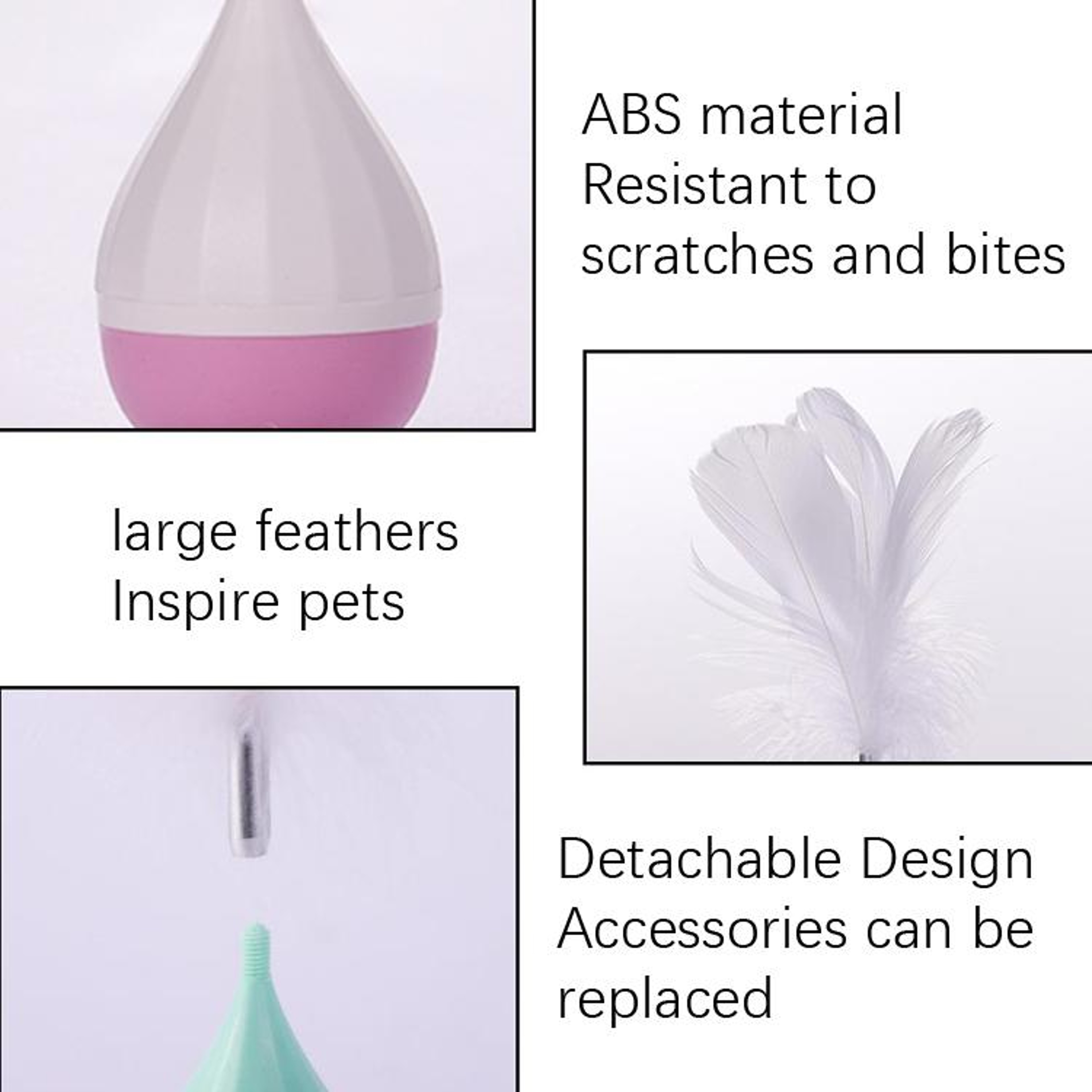 Feather Tumbler Interactive Cat Toy For Indoor Cats With Replaceable Teaser Wand 4