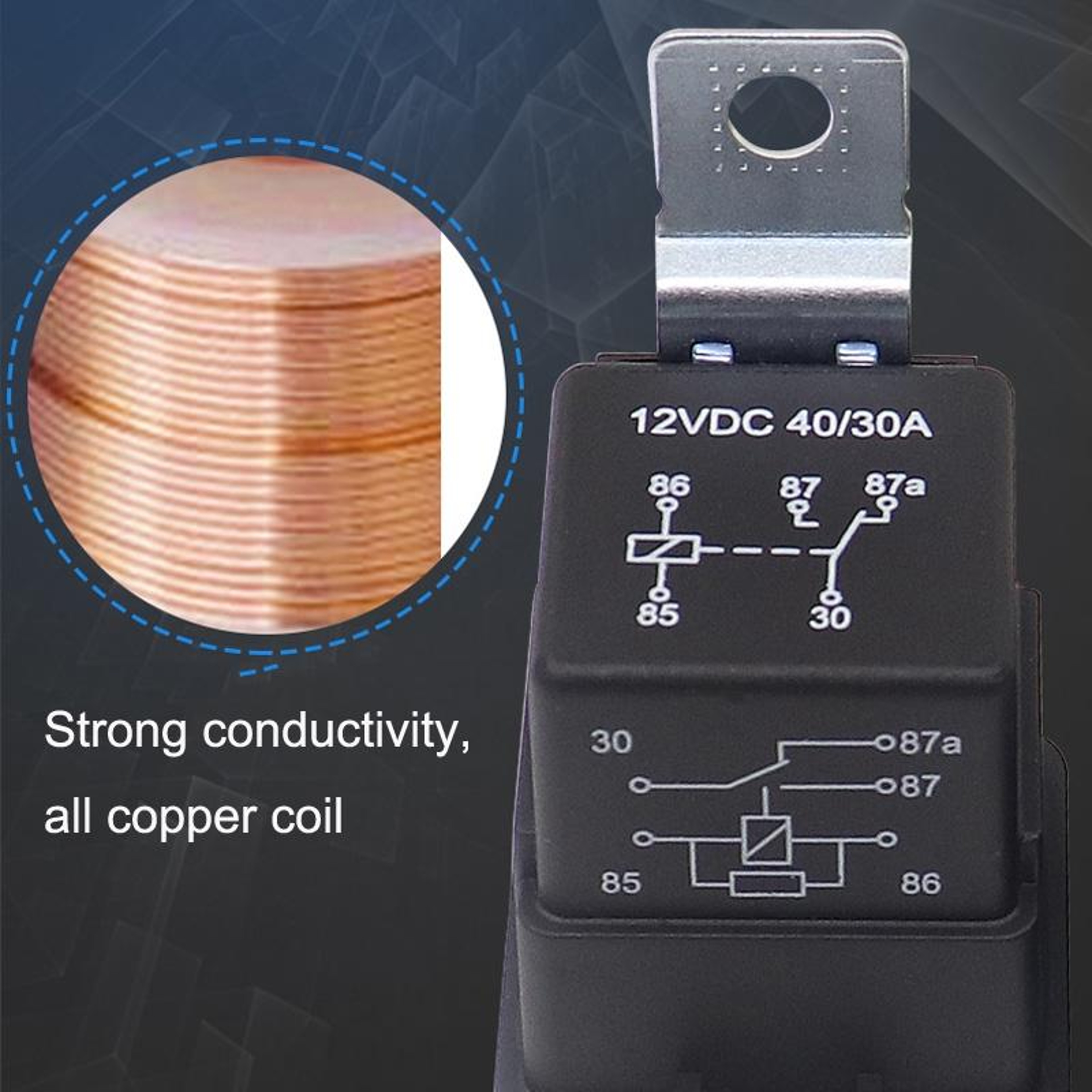 1040 Waterproof 5 Pin Automotive Relay 40A With Mounting Bracket For Reliable Vehicle Power Control 5