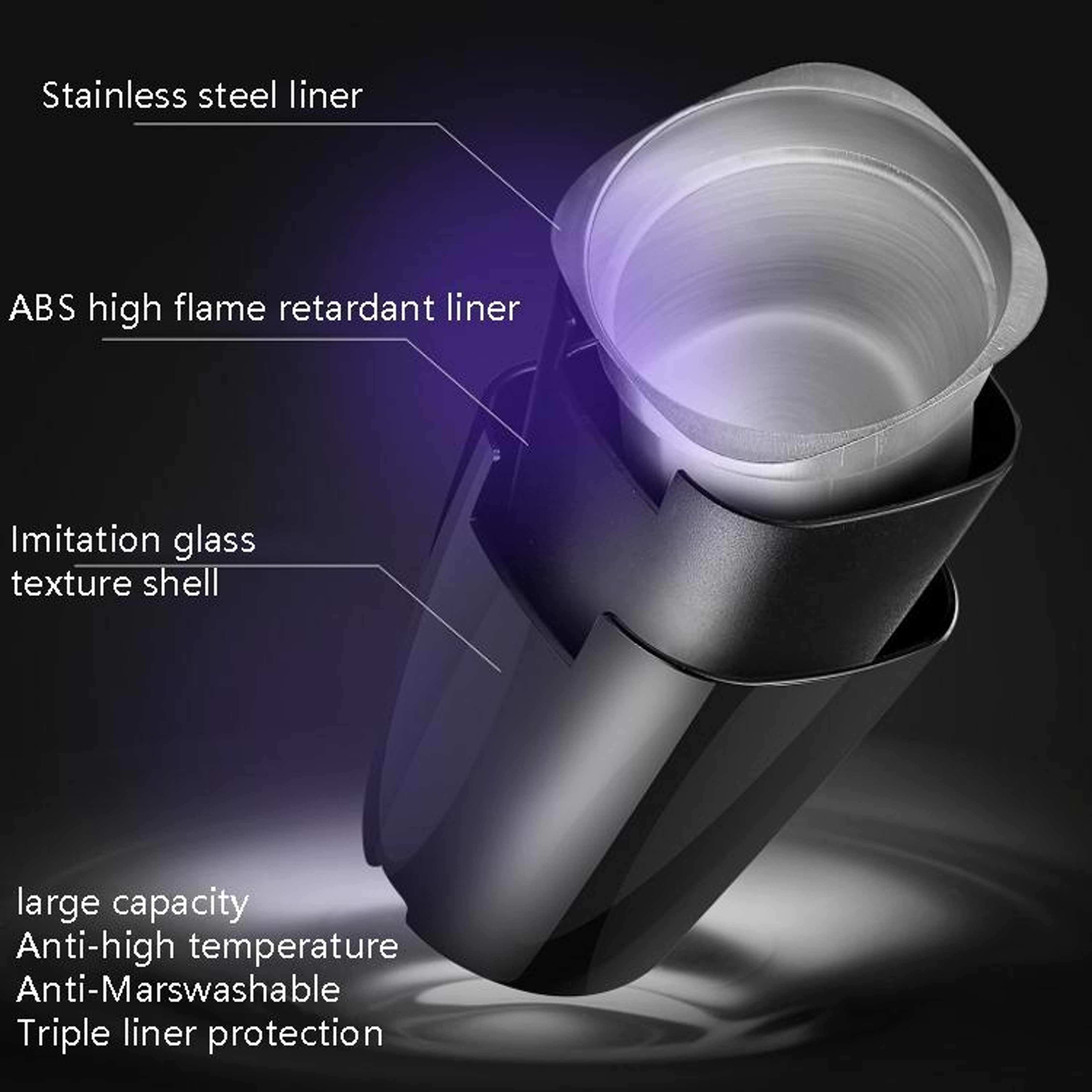 LED Car Ashtray With Lid Large Capacity Smokeless Auto Ash Tray 5