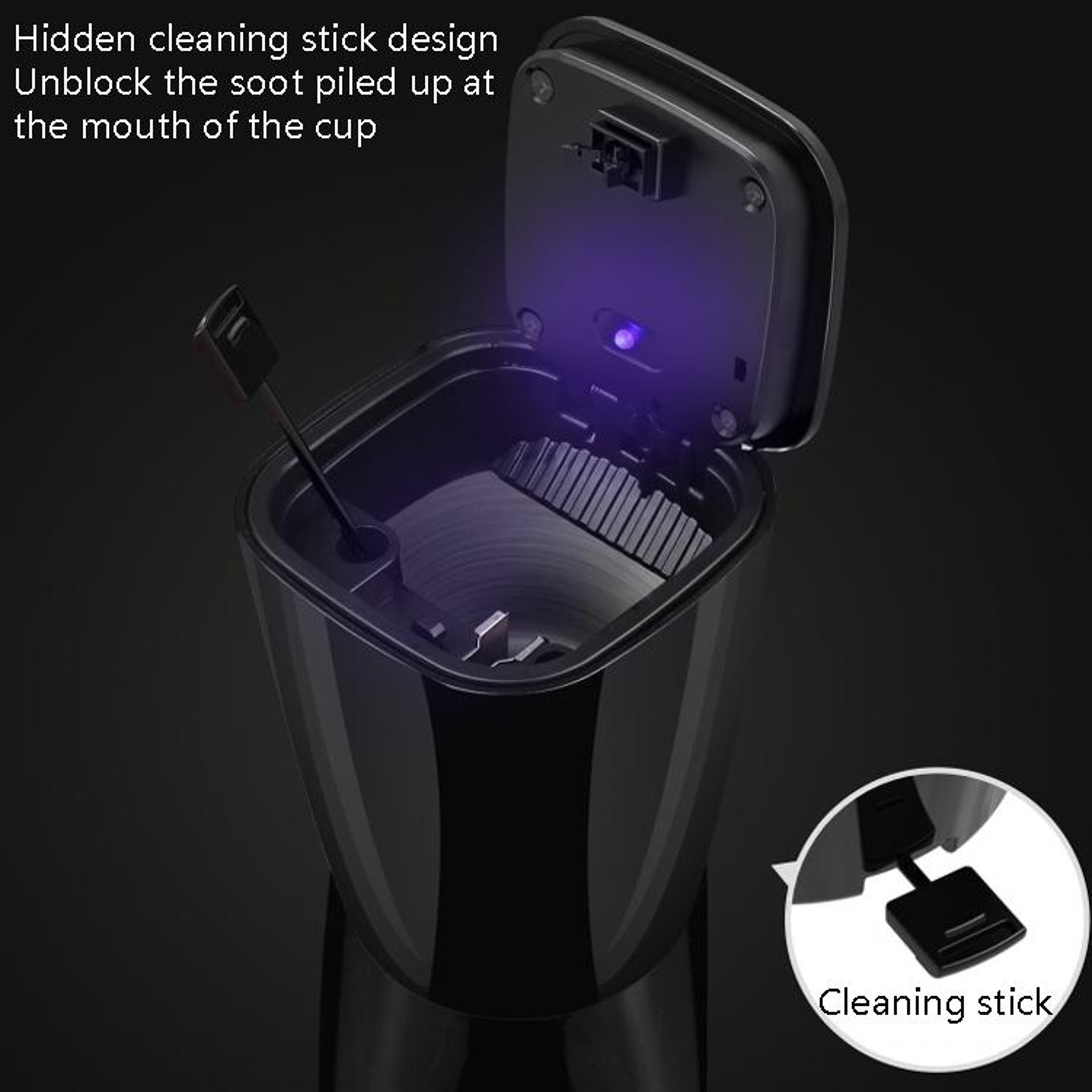 LED Car Ashtray With Lid Large Capacity Smokeless Auto Ash Tray 7