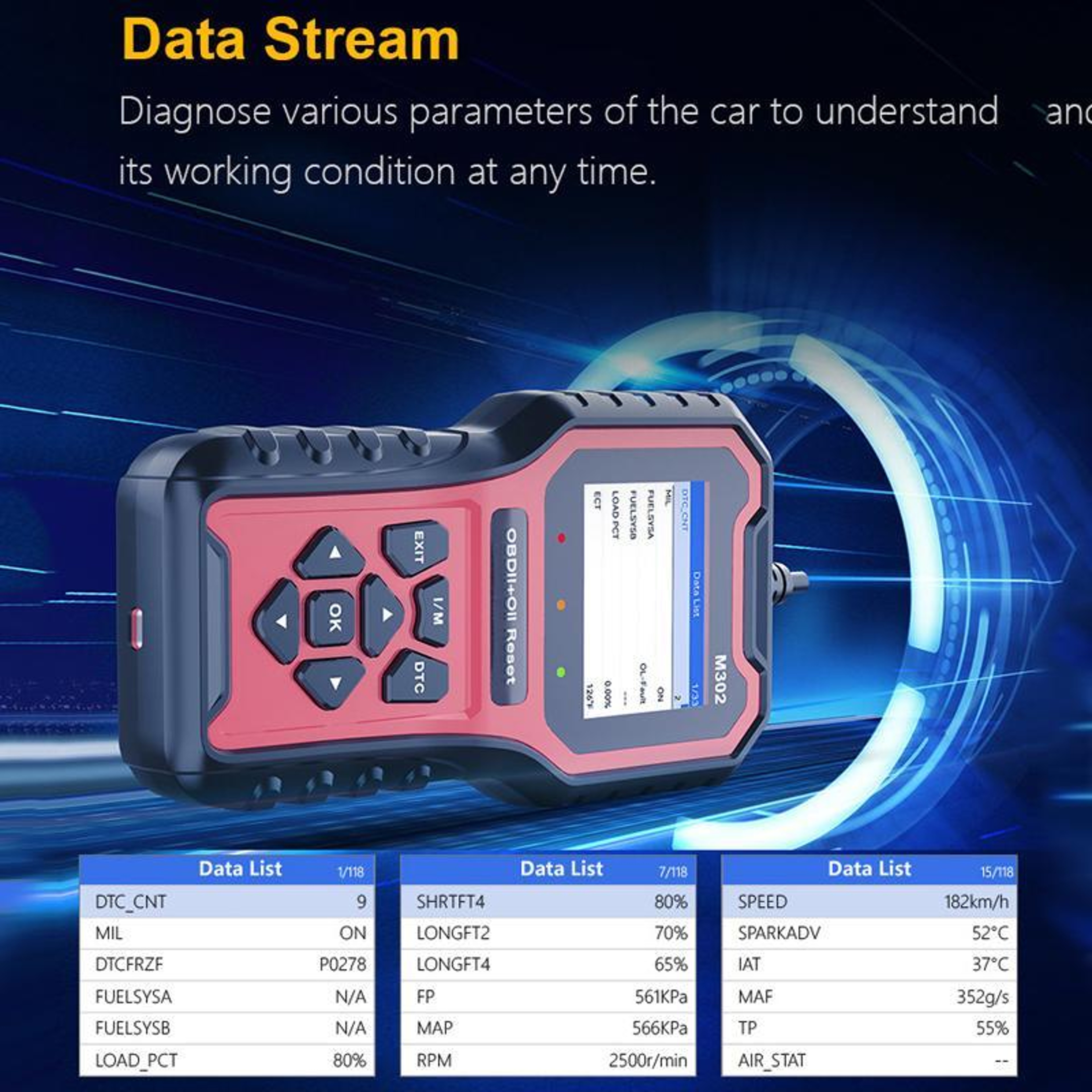 M302 OBD2 Oil Reset Tool  Car Diagnostic Scanner For Maintenance Light Reset 5