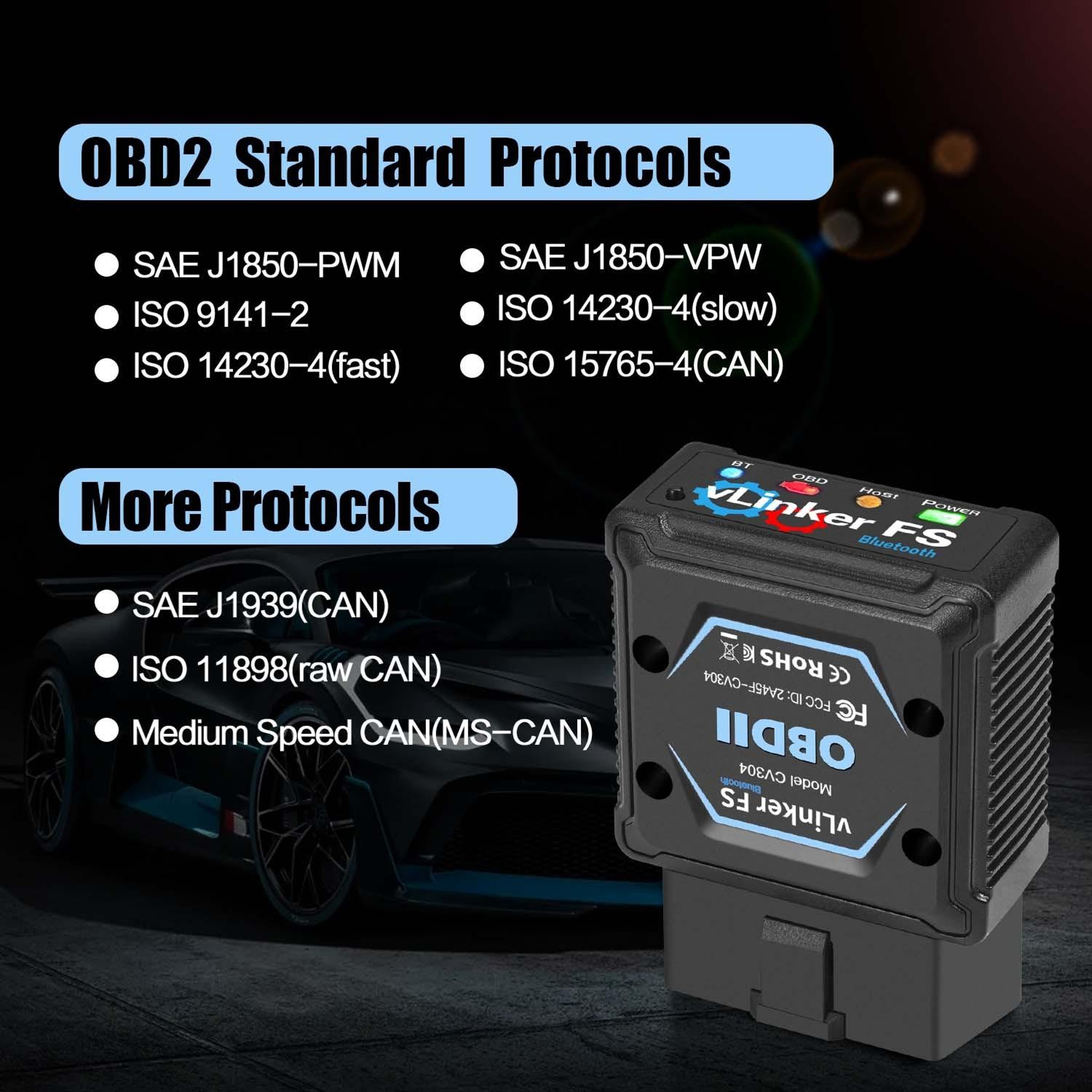 Vgate VLinker FS Bluetooth OBD2 Scanner For IOS Android  Windows 3