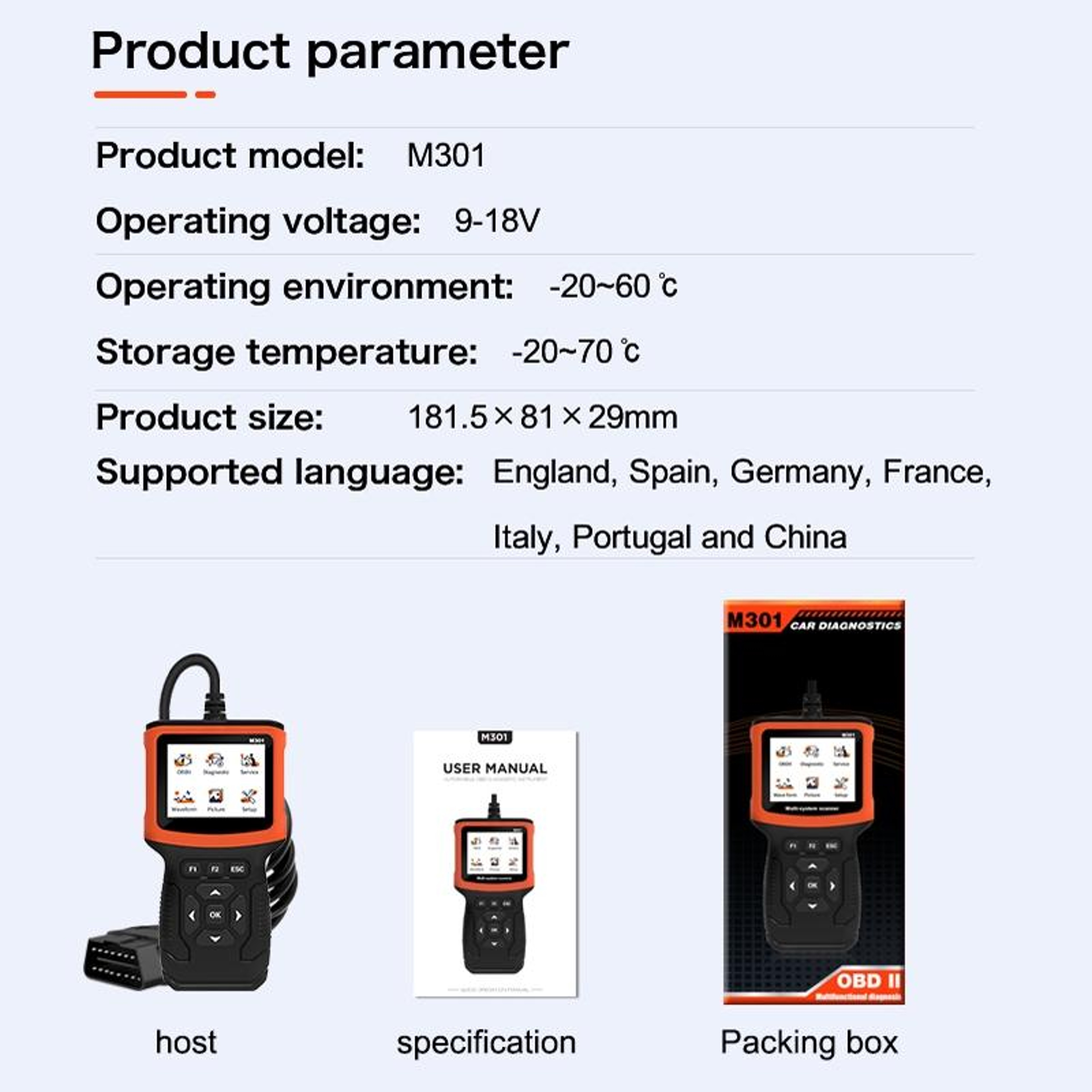 M301 Professional OBD2 Scanner  Car Diagnostic Tool With FullSystem Fault Detection 4