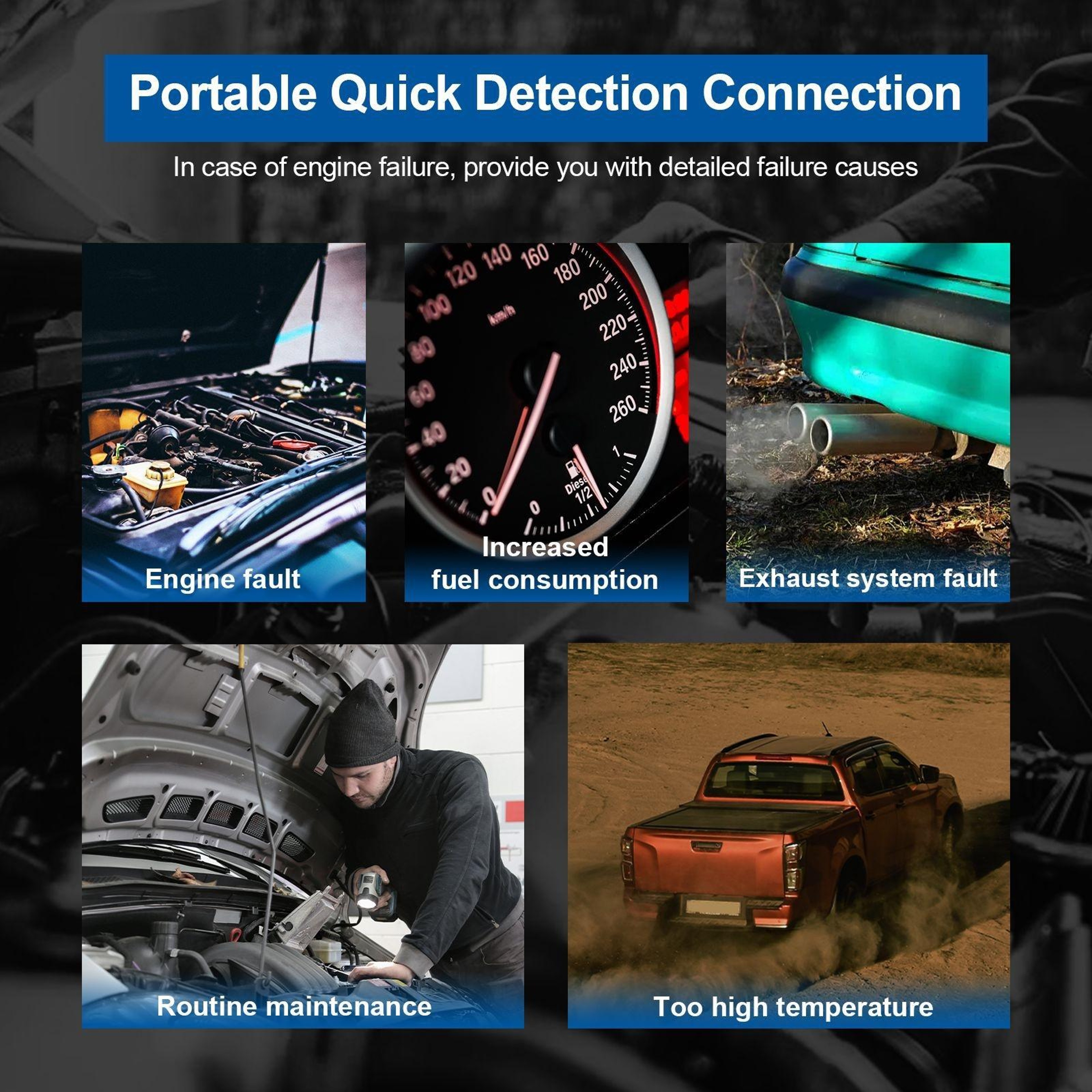 HUMZOR Bluetooth OBD2 Scanner Pro Wireless Car Diagnostic Tool  Vehicle Code Reader 6