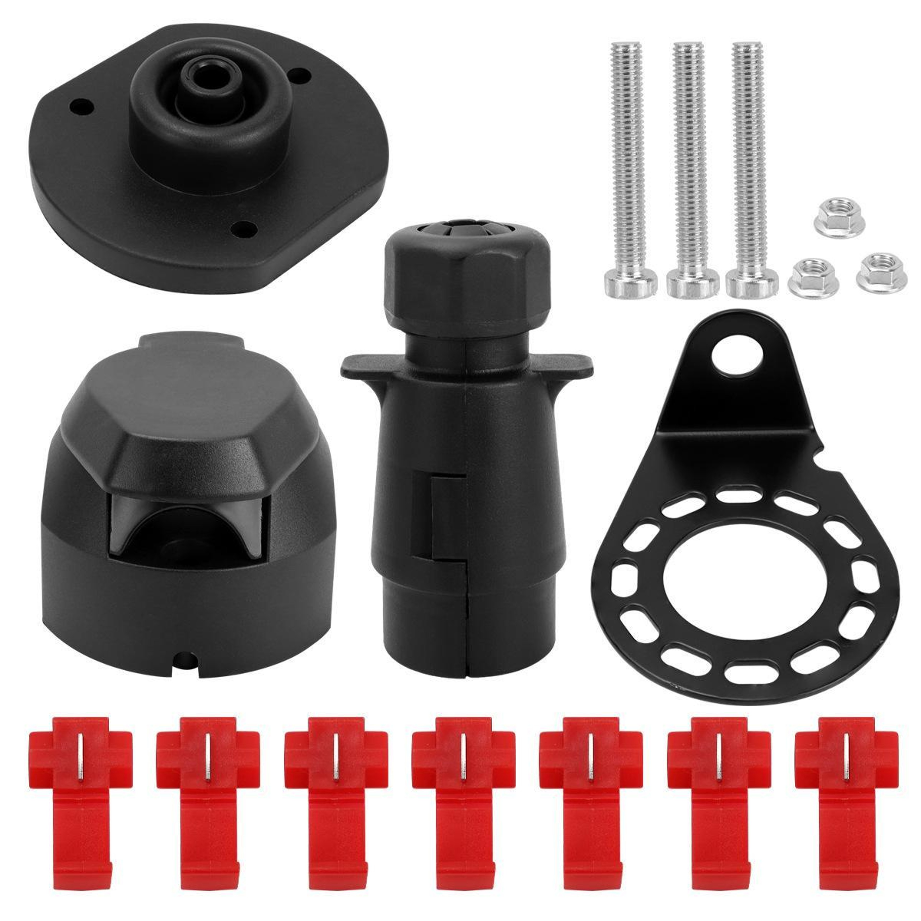 7 Pin Trailer Wiring Connector Kit With Copper Pins  Weatherproof Socket For Cars Caravans And Trai 0
