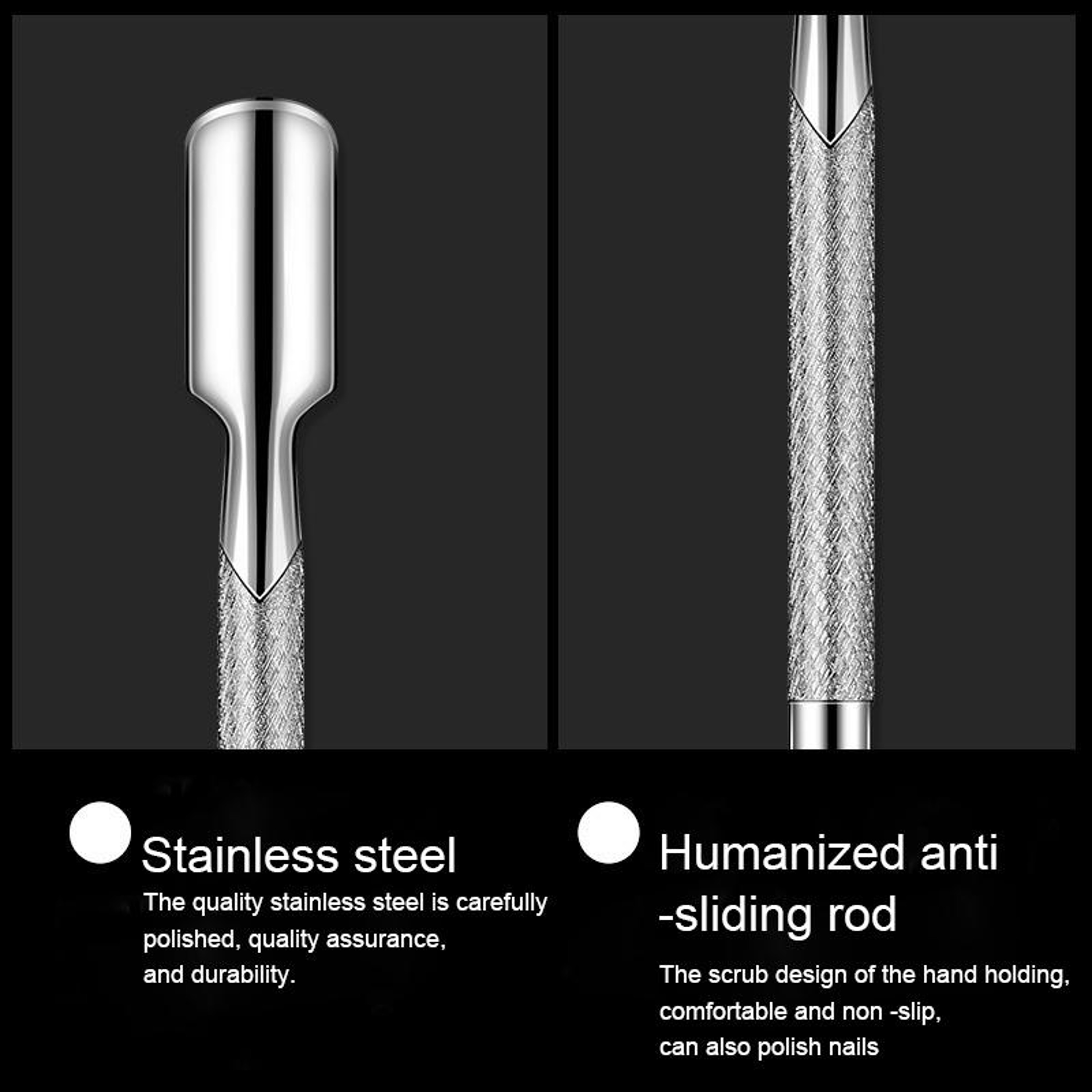 Professional Stainless Steel Cuticle Pusher  Nail Cleaner Tool For Manicure And Nail Care 3