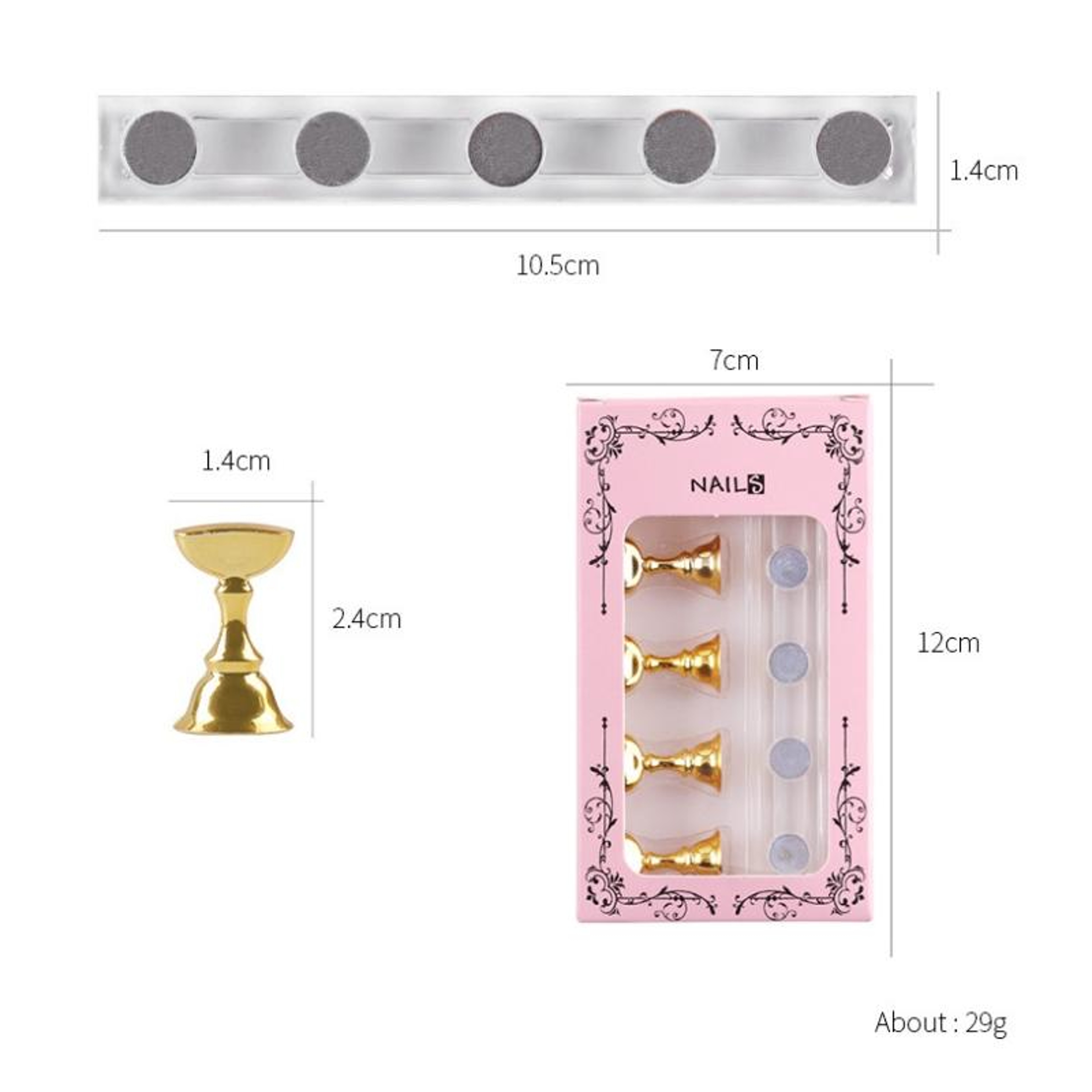 Magnetic Nail Art Practice Holder Set With Acrylic Base And Display Stand 3
