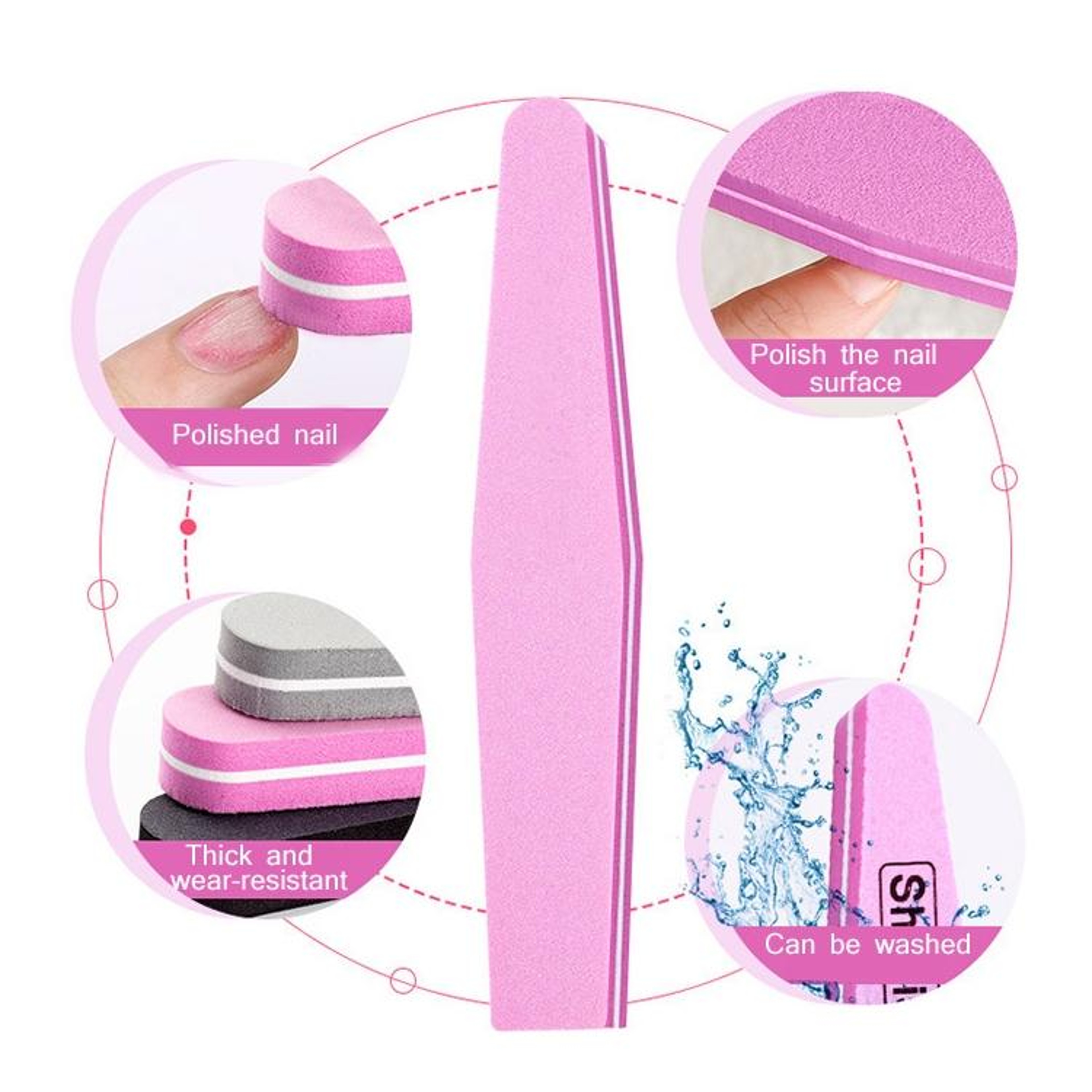 Diamond Shape Nail Buffer Block Set 20PCS Washable Sponge Nail File 100180 Grit 4