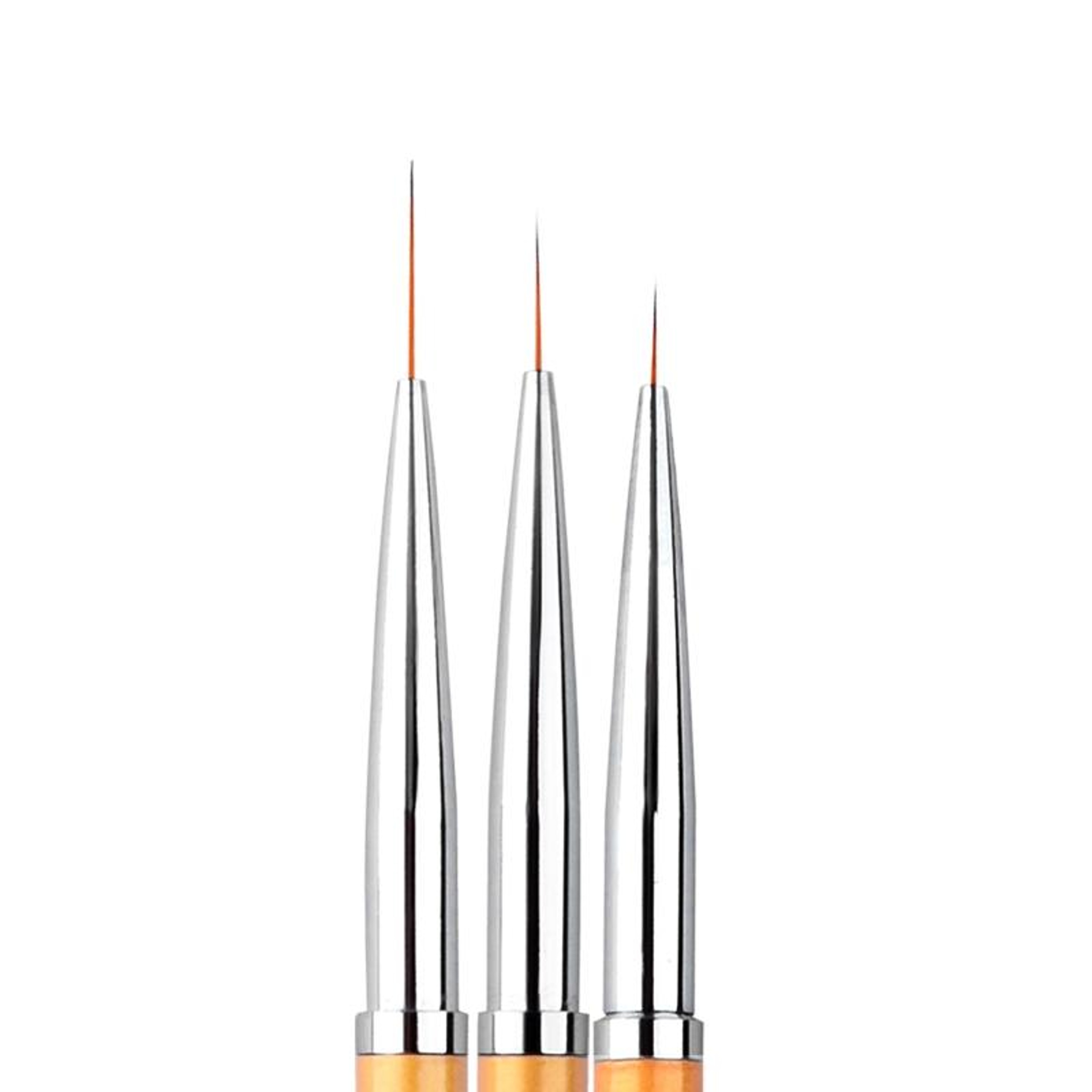Gold Precision Nail Art Brushes Set 3PCS UV Gel Nail Liner Brush Kit For Professional Manicure Desi 3