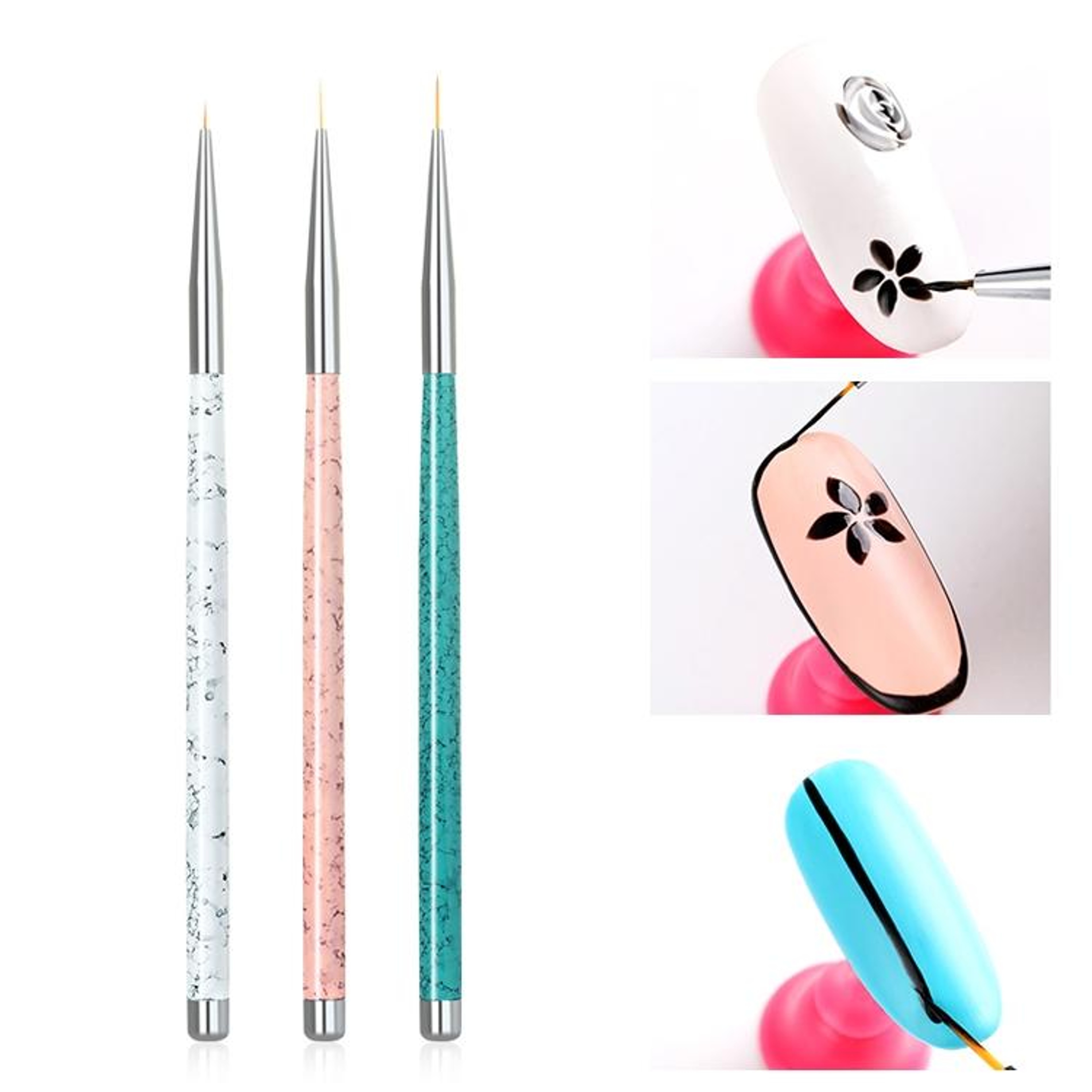 Precision Nail Art Dotting  Drawing Pen Set 3PCS Nail Art Brushes For DIY Designs 6