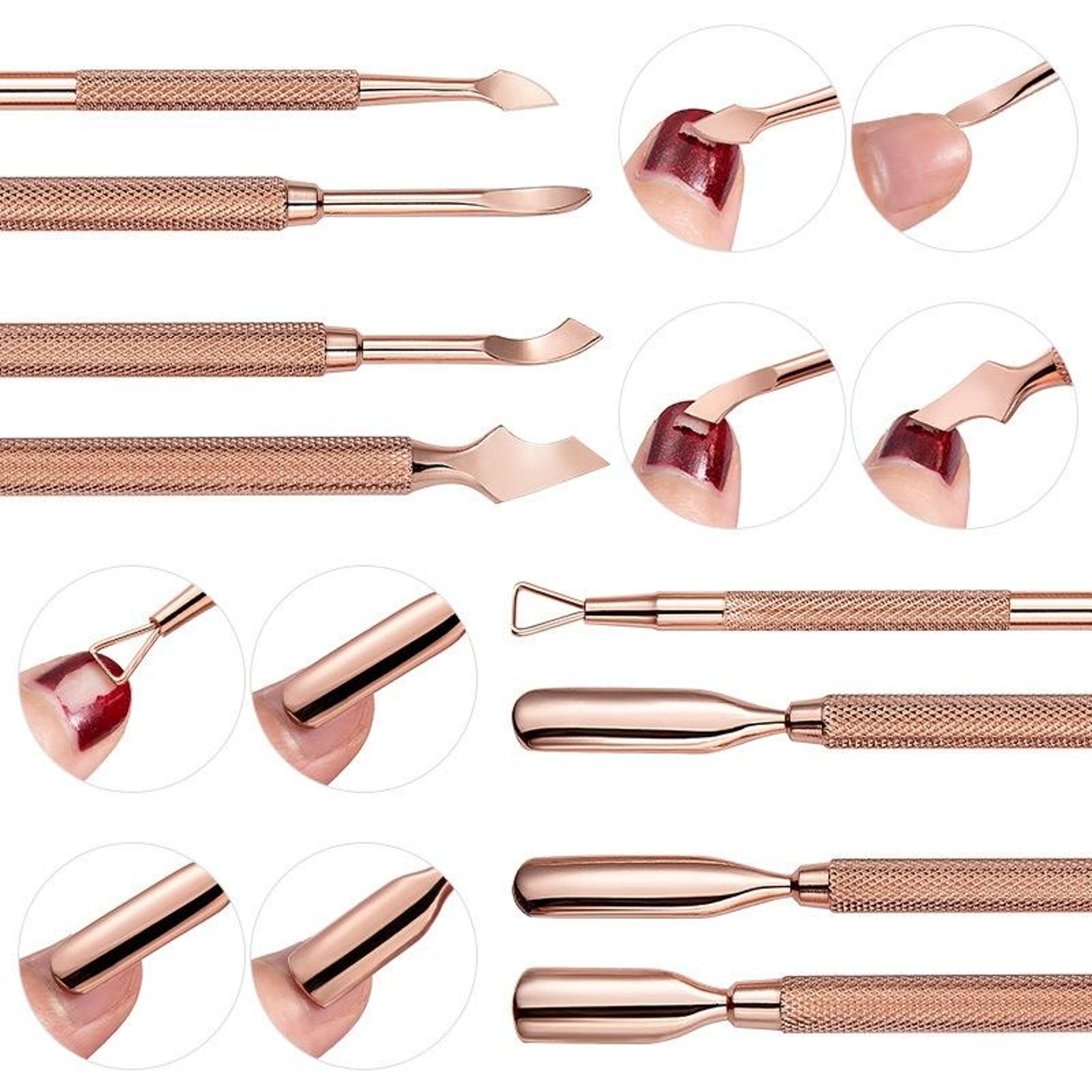 Professional Nail Remover Tool Set Rose Gold Stainless Steel Cuticle Cleaner  Nail Care Kit 2