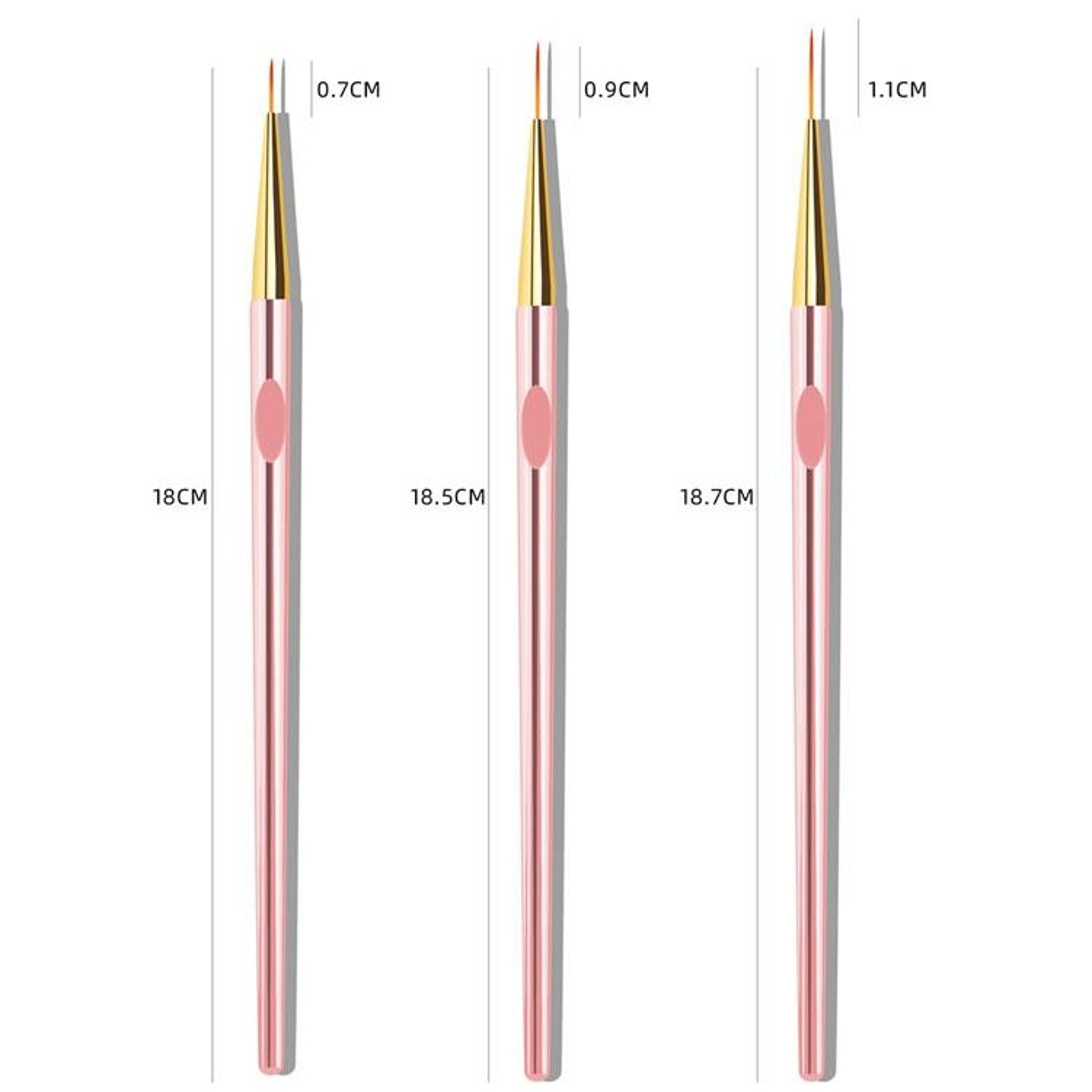 3 Piece Nail Art Detail Brush Set Professional Nail Art Liner  Flower Painting Pens 3