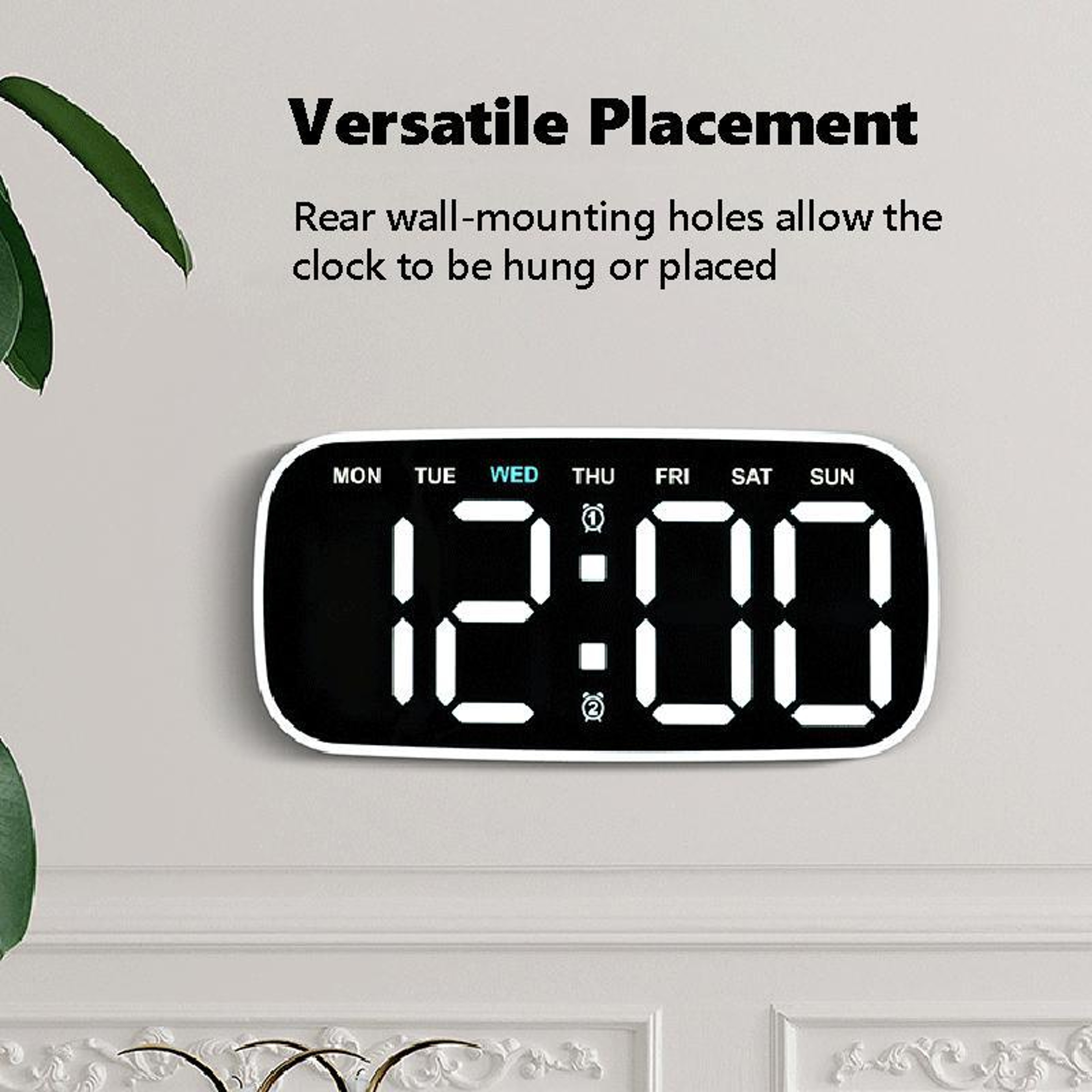 LumiView Large Display LED Digital Wall  Desk Clock With Date Temperature  Adjustable Brightness 1