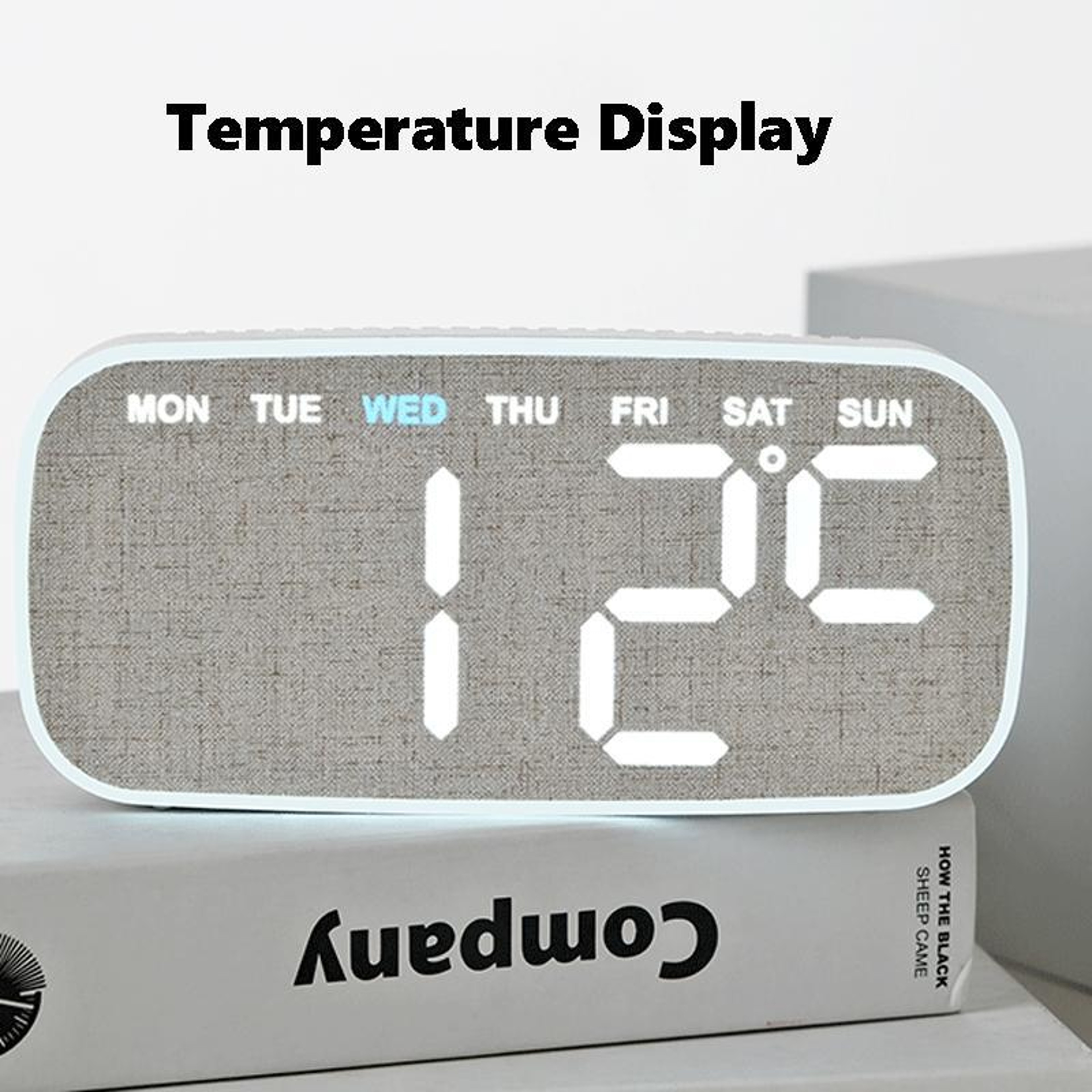 LumiView Large Display LED Digital Wall  Desk Clock With Date Temperature  Adjustable Brightness 4
