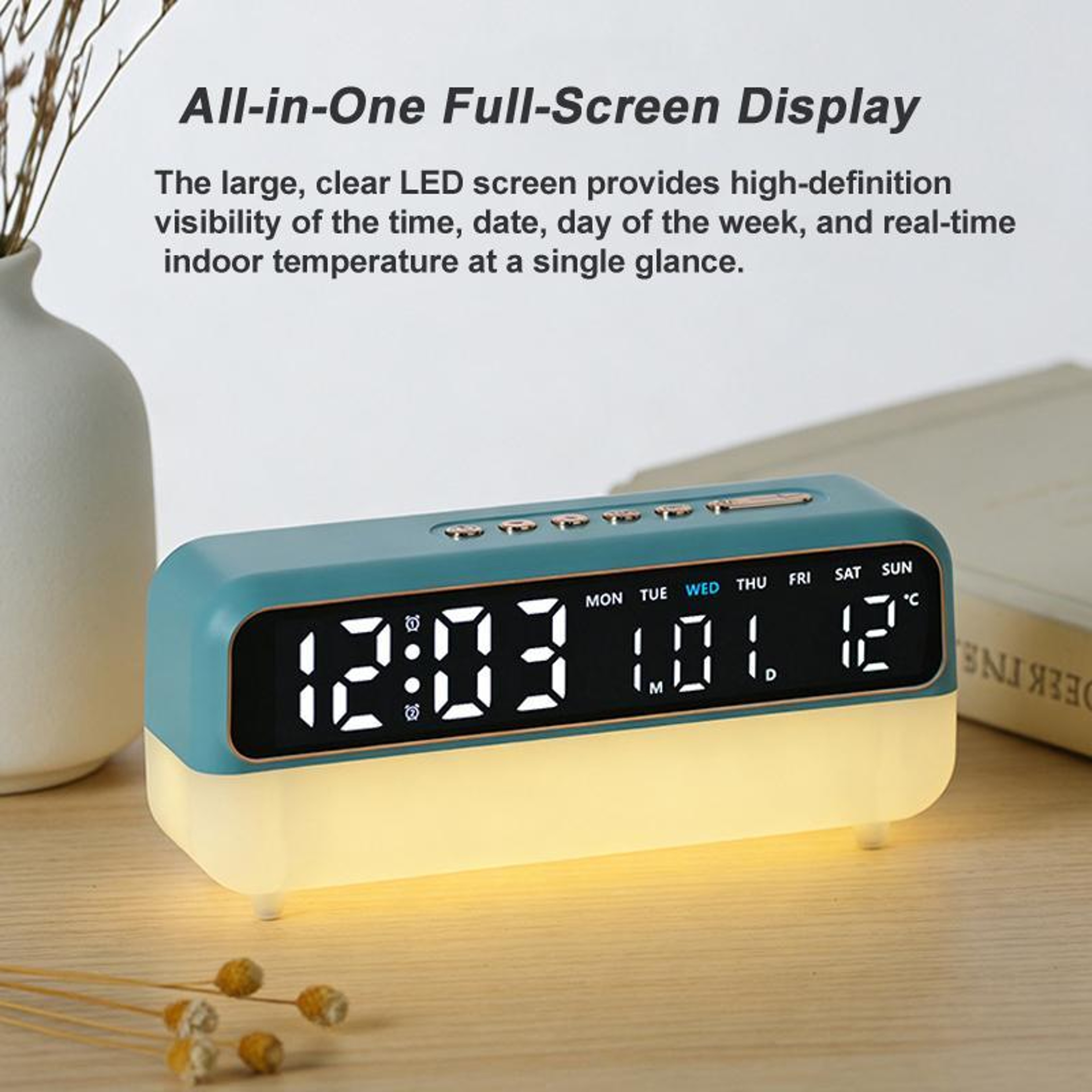 SmartGlow Digital Alarm Clock With Night Light  USB Charging 3