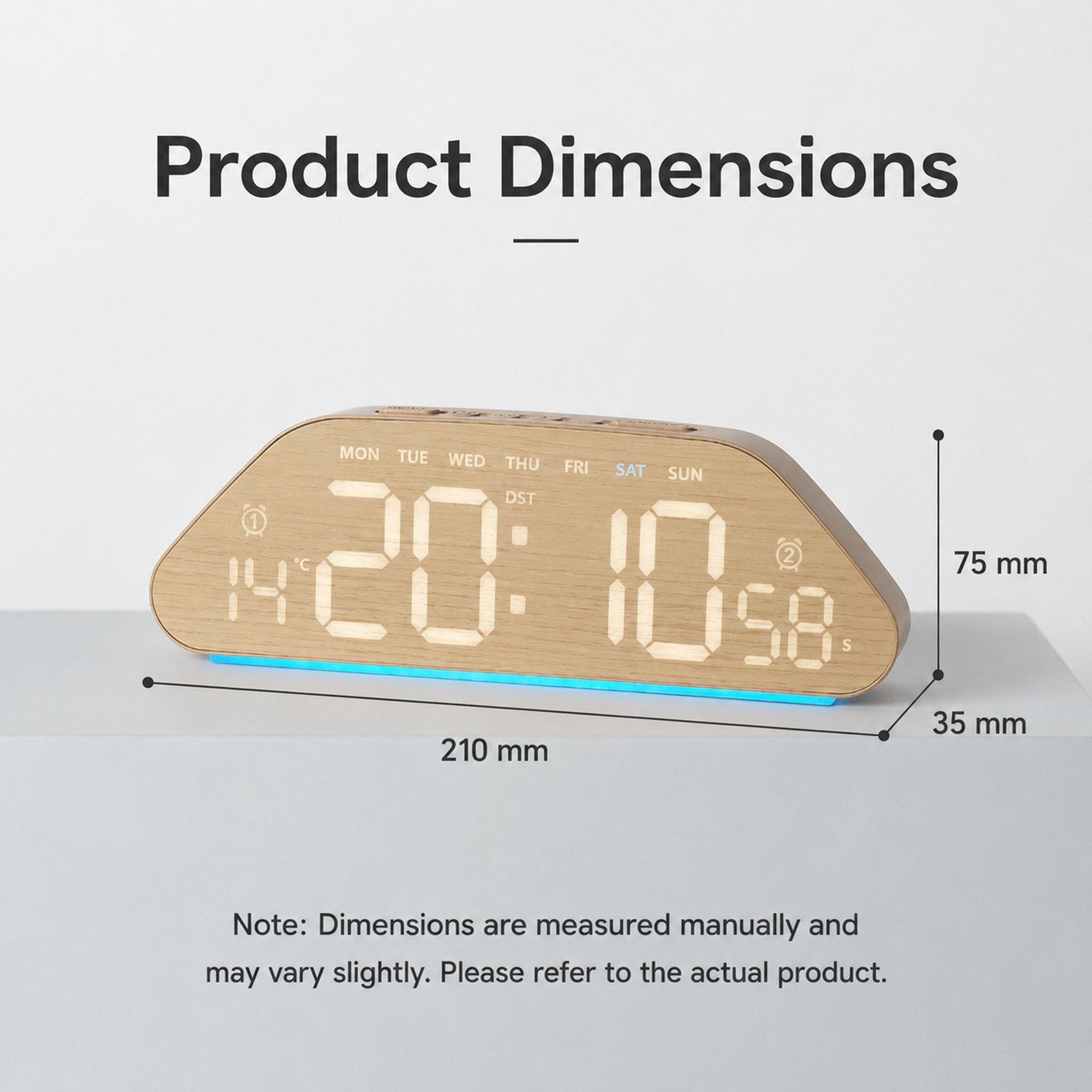 LED Digital Alarm Clock With USB Charging Port Dual Alarms  Ambient Night Light 5