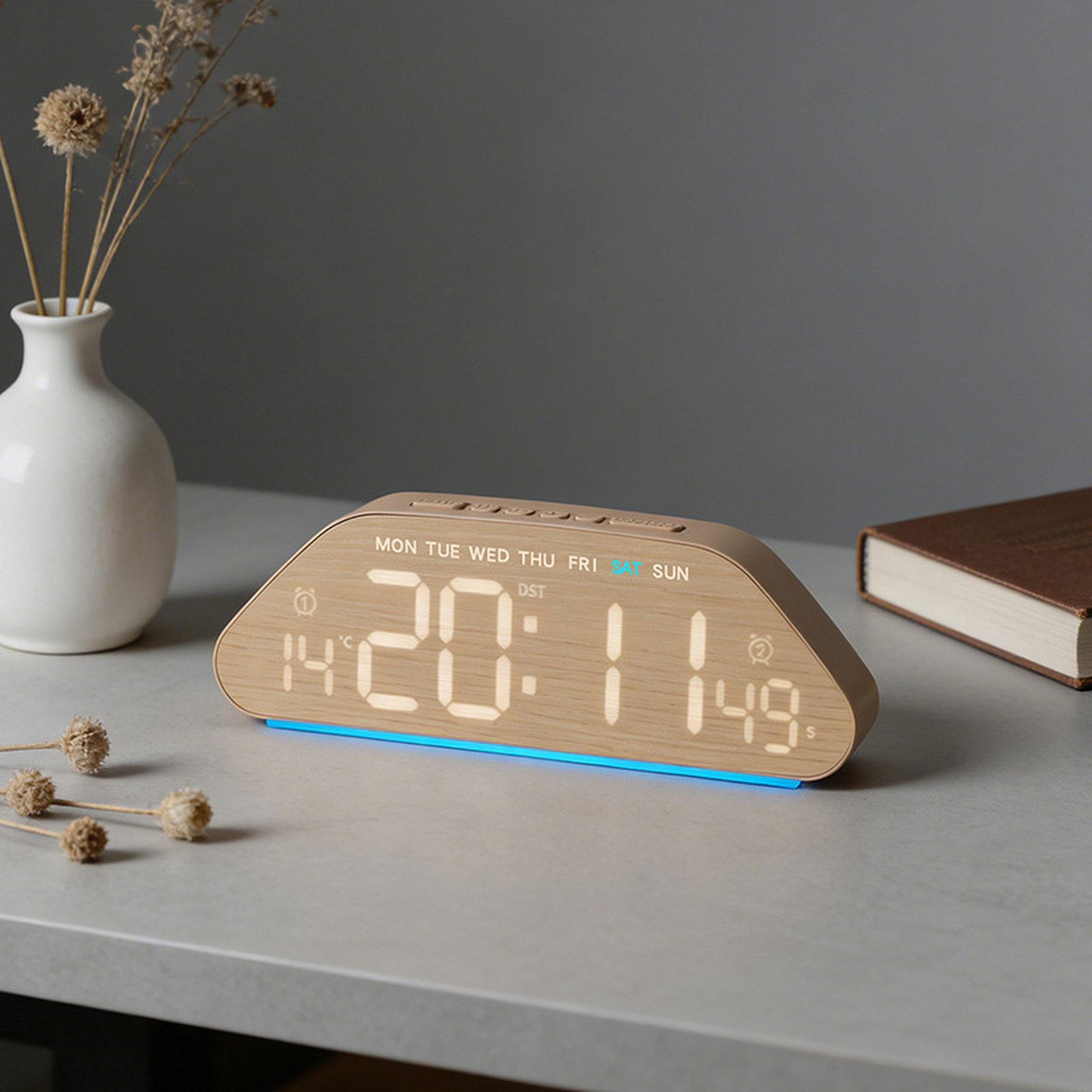 LED Digital Alarm Clock With USB Charging Port Dual Alarms  Ambient Night Light 6