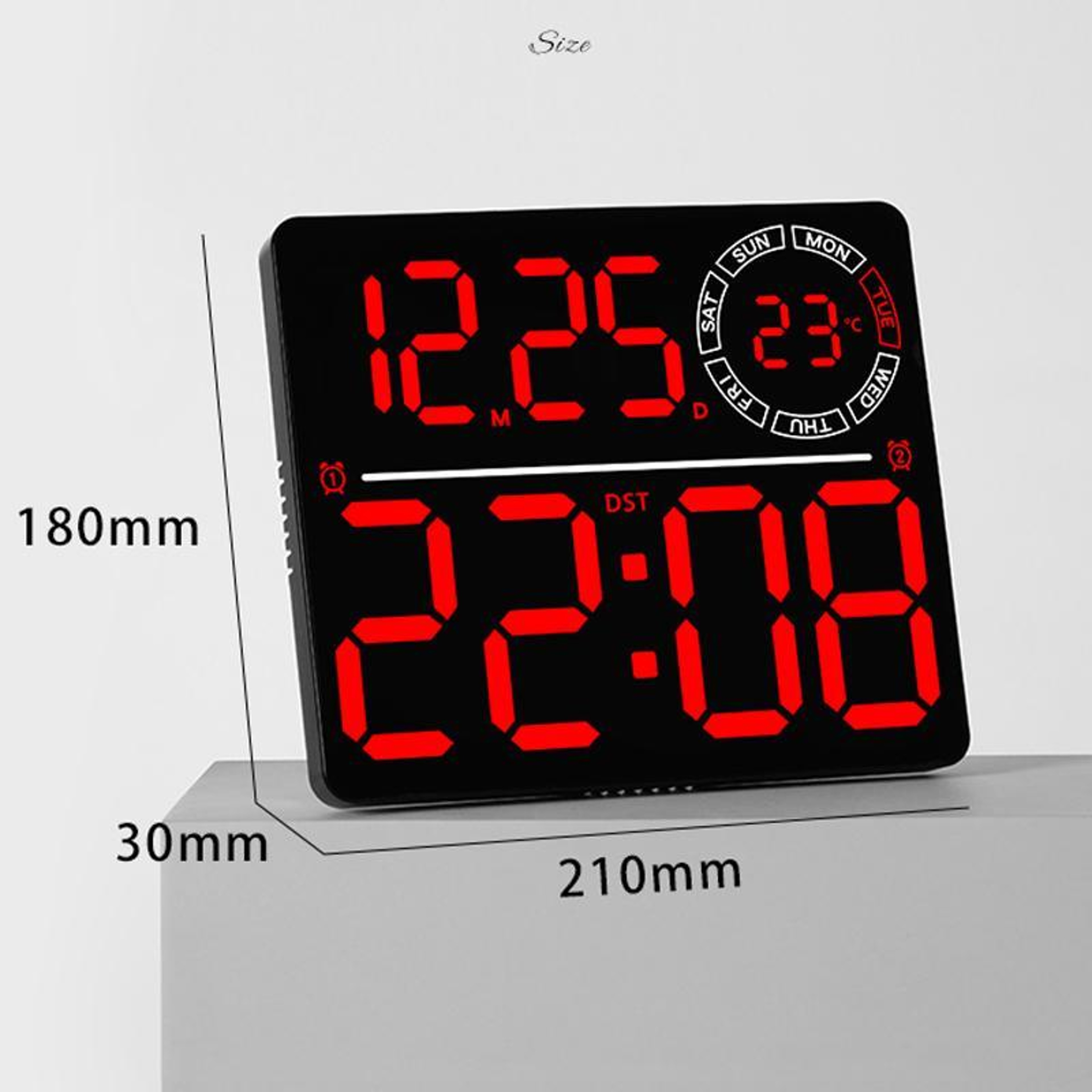 RGB Digital Wall Clock With Large LED Display Dual Alarm  Smart Timer 2