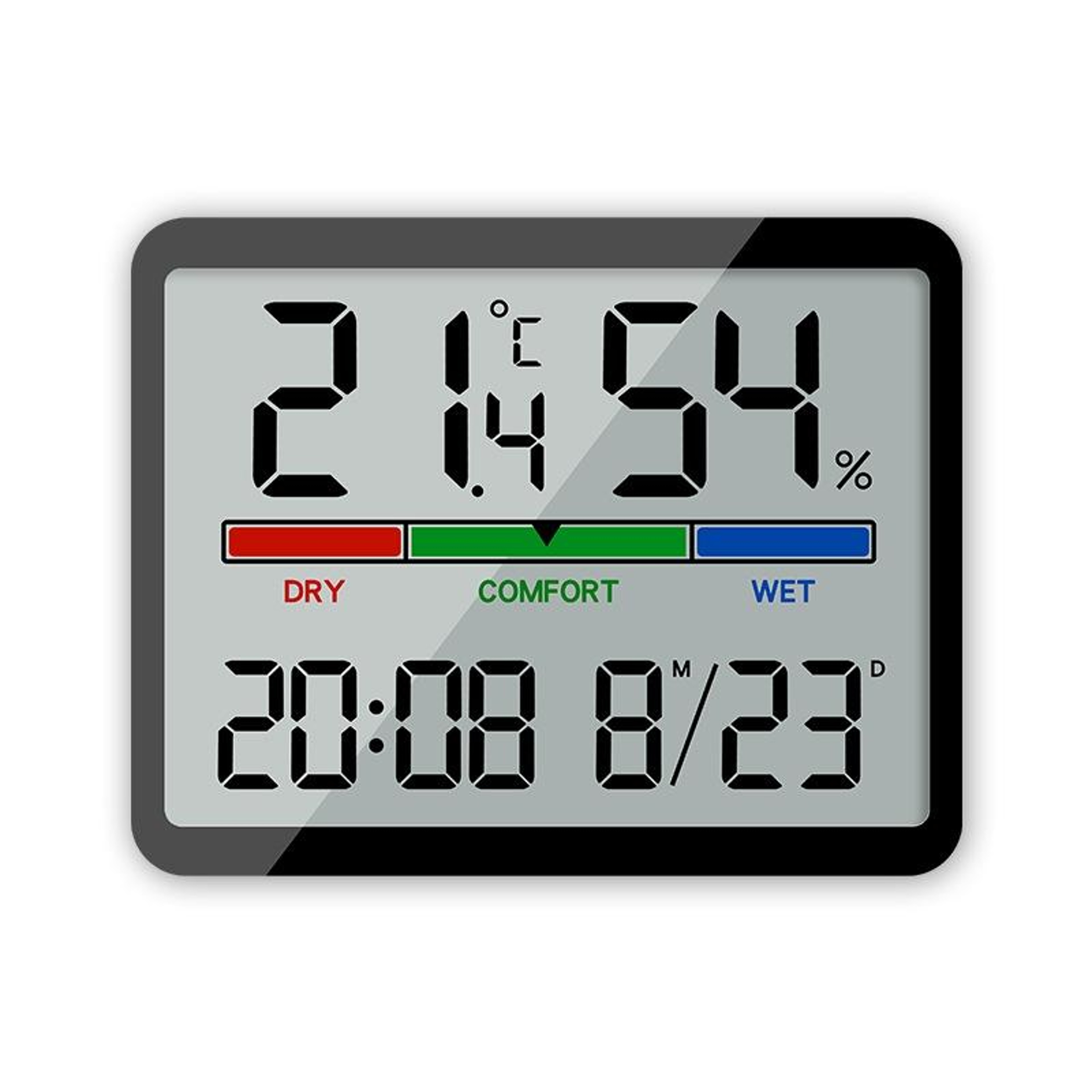 ComfortSense Magnetic Digital Alarm Clock With Large LCD Temperature  Humidity Monitor 3