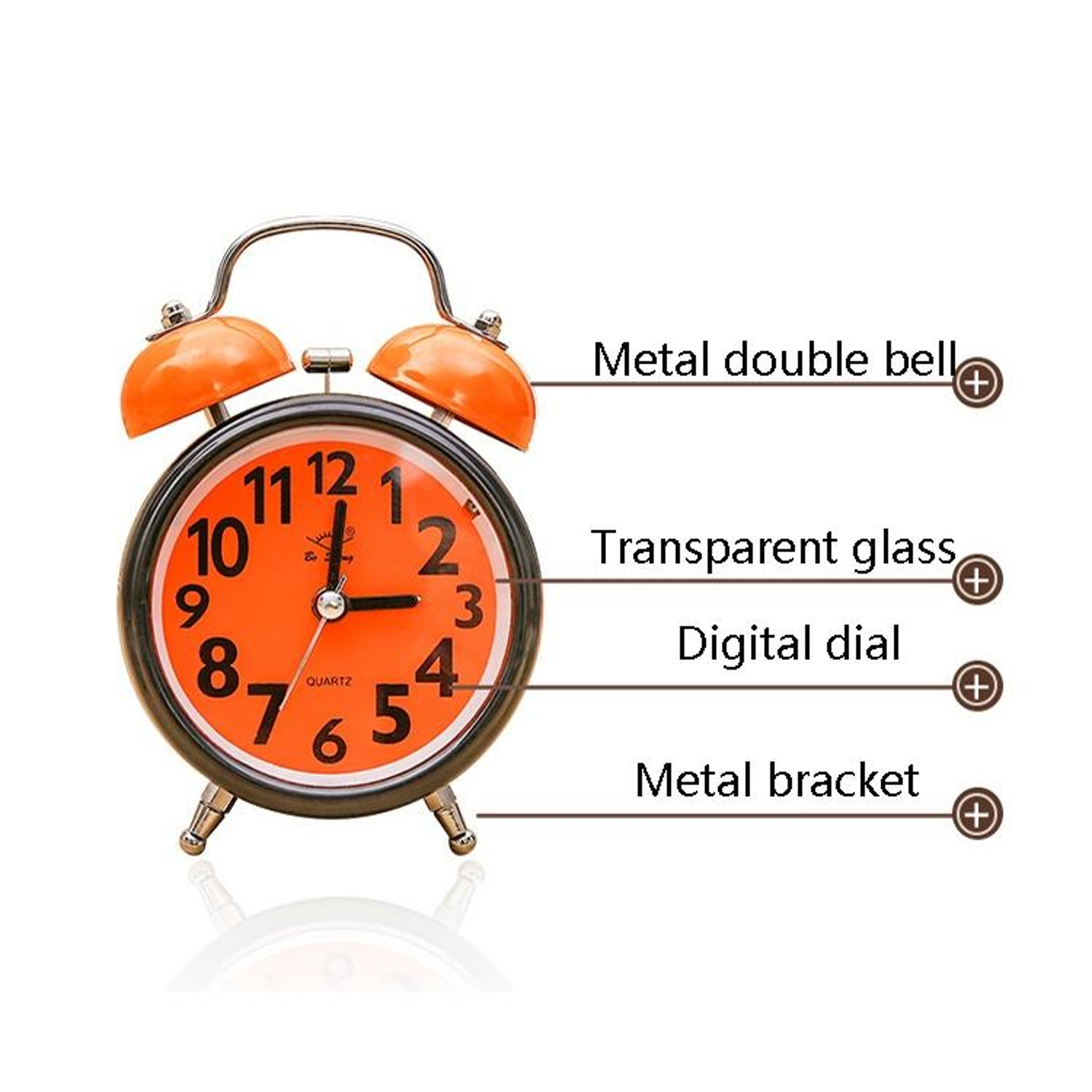 Double Bell Quartz Bedside Alarm Clock With Night Light For Students  Bedrooms 1