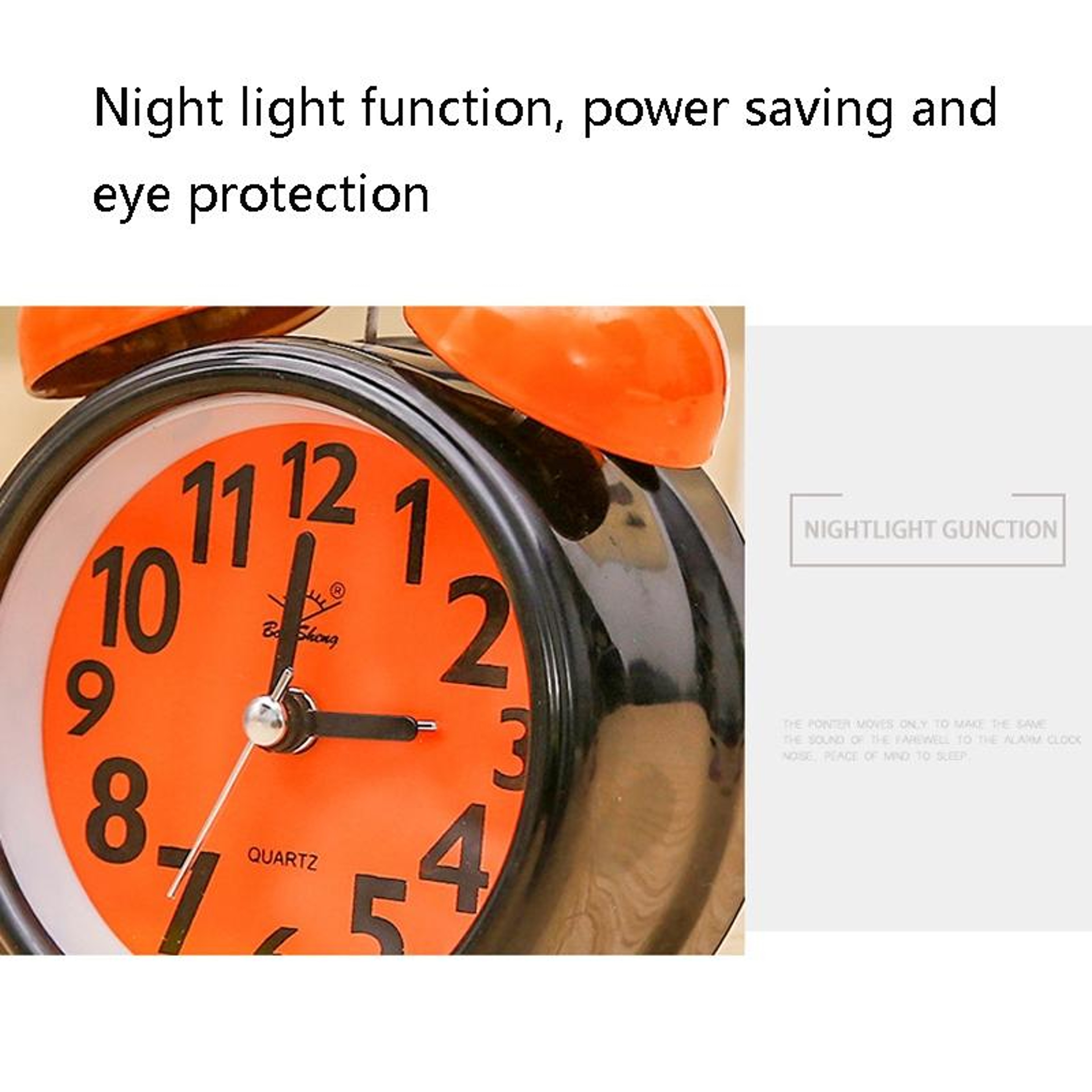 Double Bell Quartz Bedside Alarm Clock With Night Light For Students  Bedrooms 3