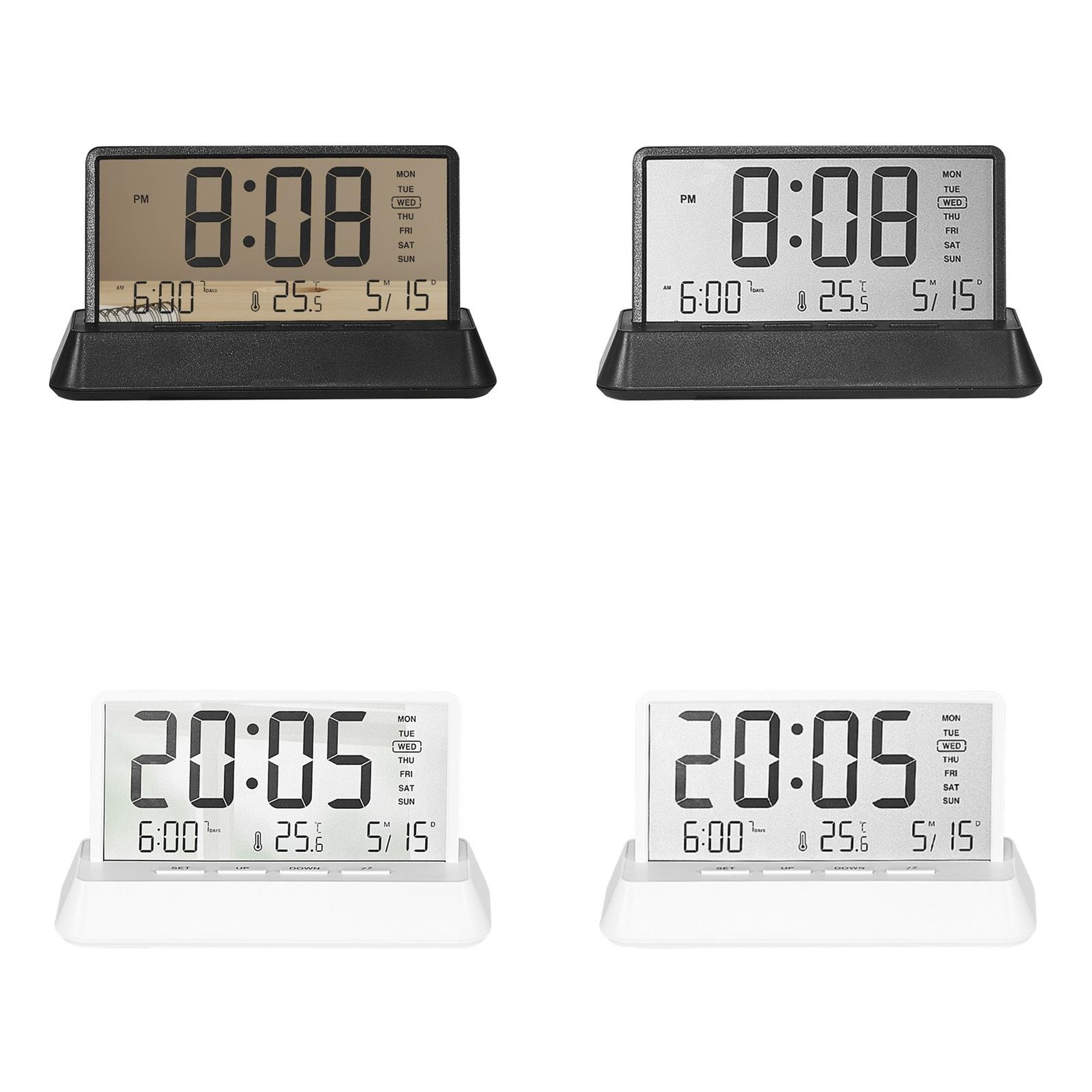 Smart LED Alarm Clock With Temperature Display Calendar  Snooze Function 0