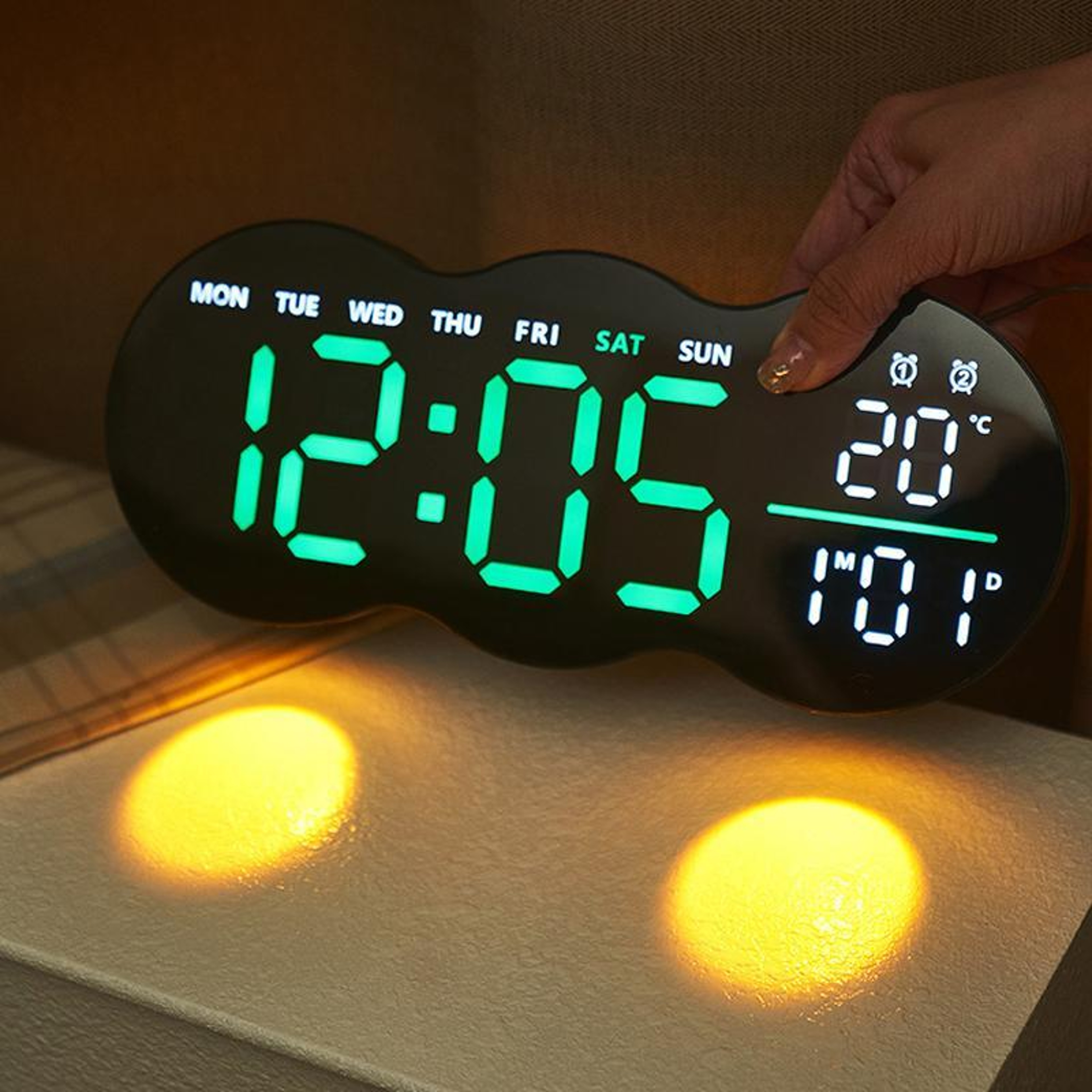 SmartGlow LED Digital Wall Clock With Remote Control Alarm  Temperature Display 8