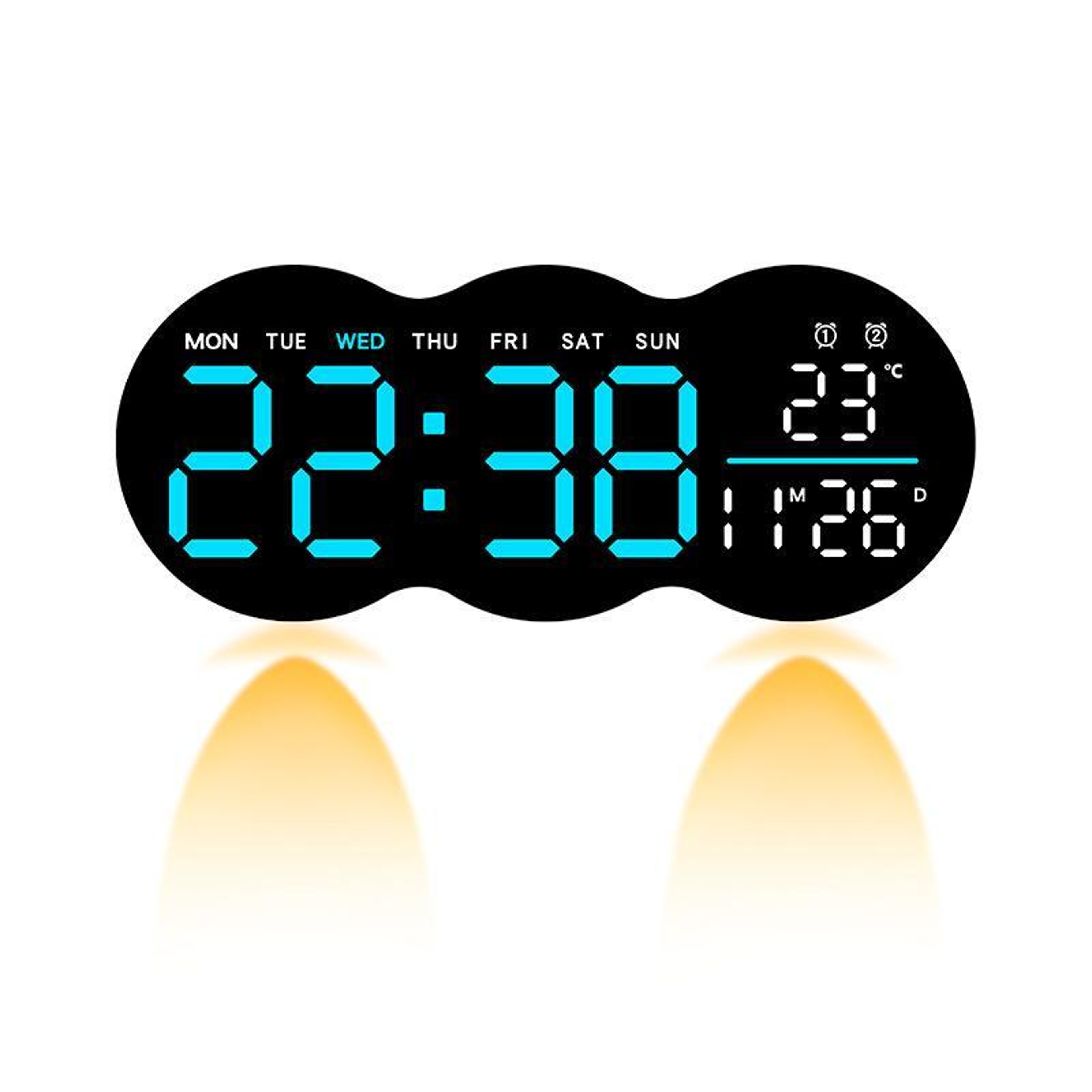 SmartGlow LED Digital Wall Clock With Remote Control Alarm  Temperature Display 5