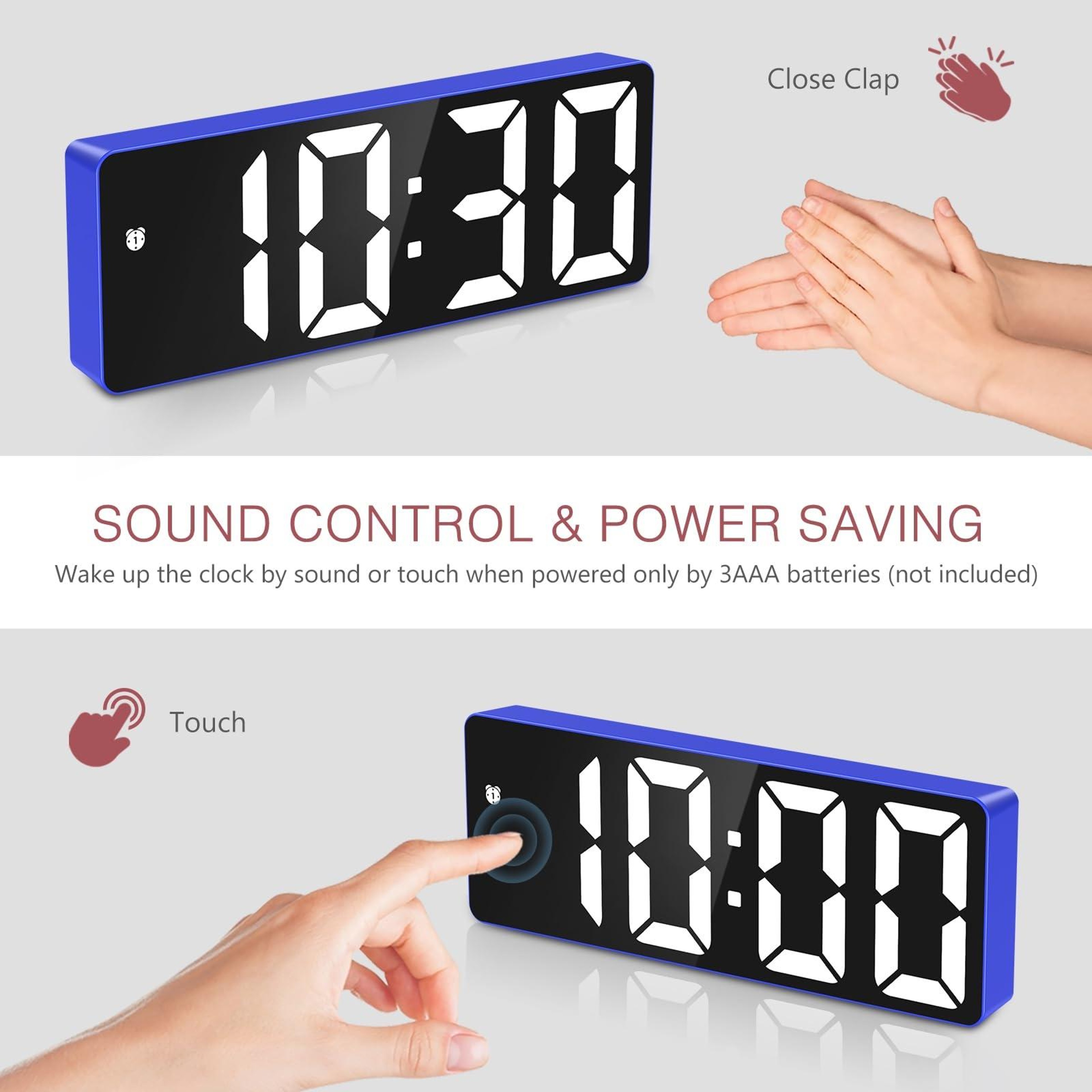 Smart LED Digital Alarm Clock With Auto Dimming Voice Control  Snooze Function 4