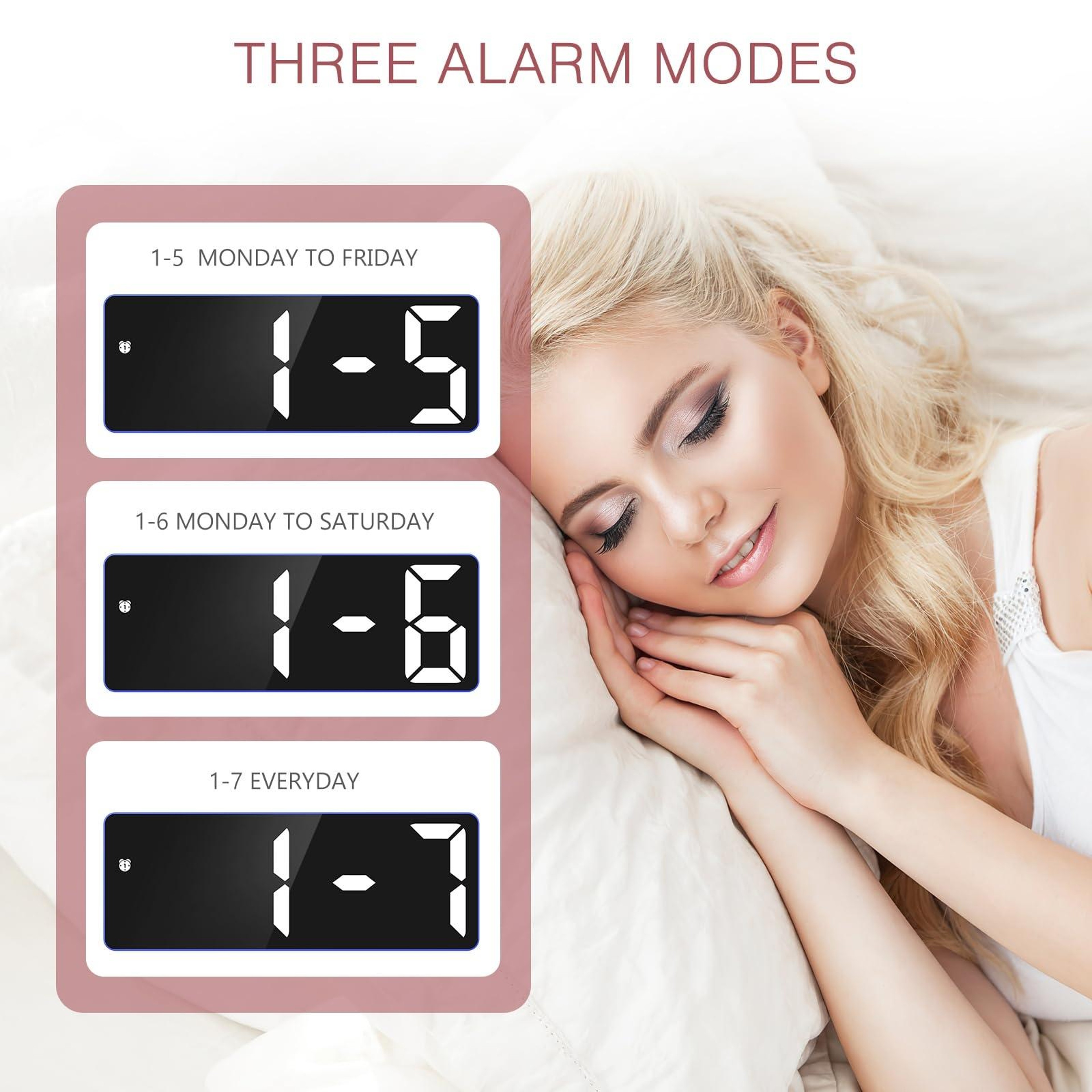 Smart LED Digital Alarm Clock With Auto Dimming Voice Control  Snooze Function 6
