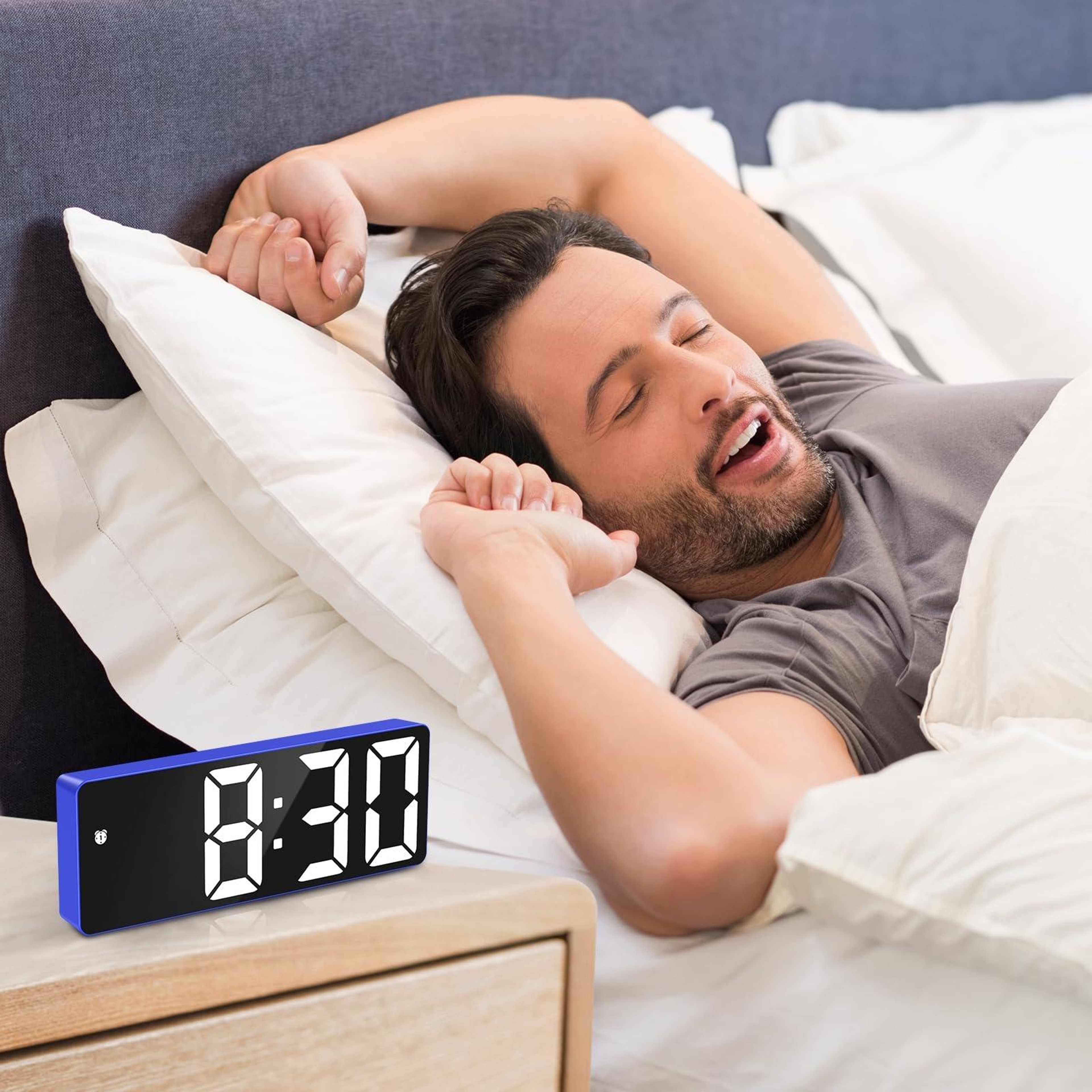 Smart LED Digital Alarm Clock With Auto Dimming Voice Control  Snooze Function 8