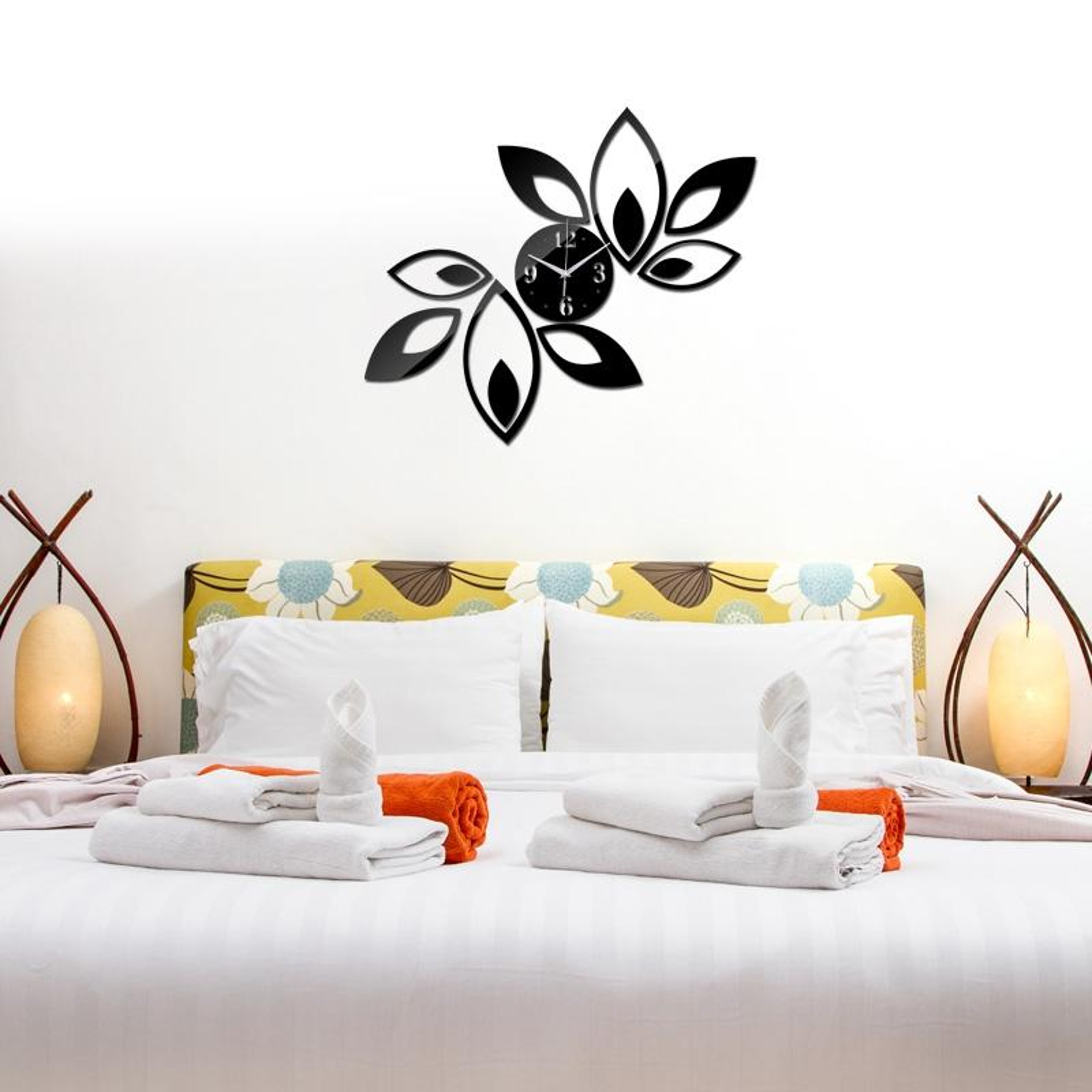 Crystal Bloom 3D Mirror Wall Clock Sticker Modern DIY Acrylic Floral Wall Decor 5