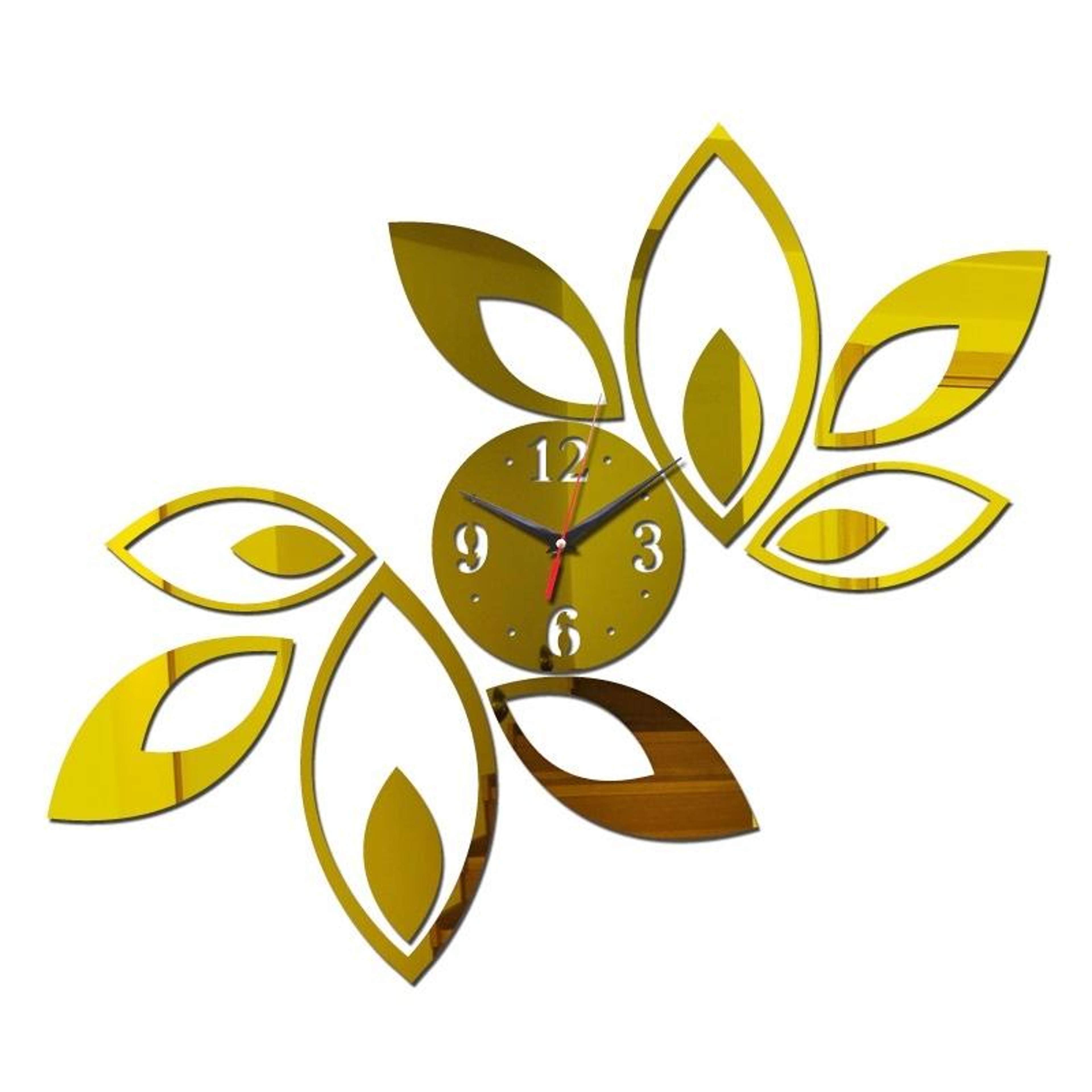Crystal Bloom 3D Mirror Wall Clock Sticker Modern DIY Acrylic Floral Wall Decor 7