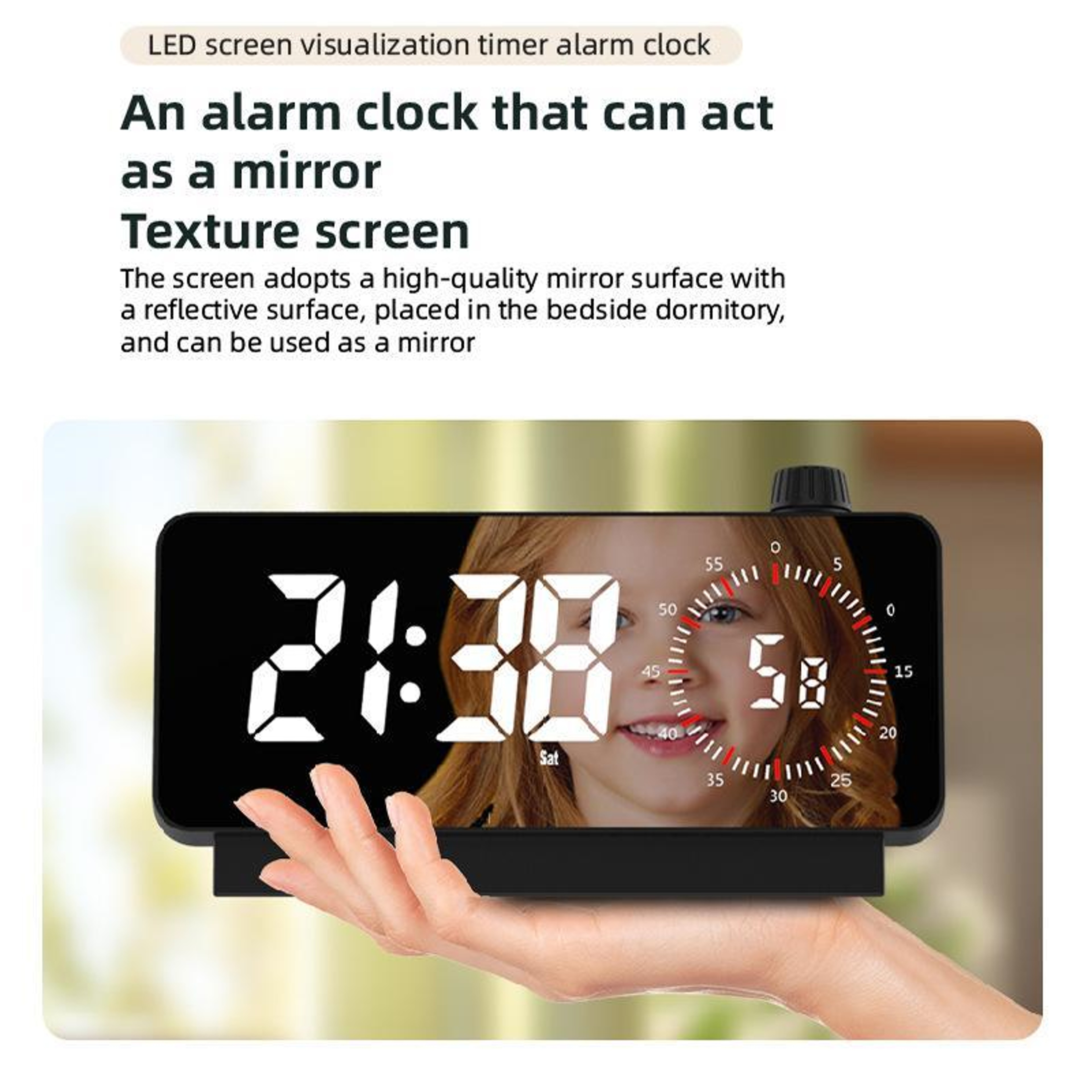 LumiMirror LED Alarm Clock With Visual Timer Dual Alarms  USB C Charging 4
