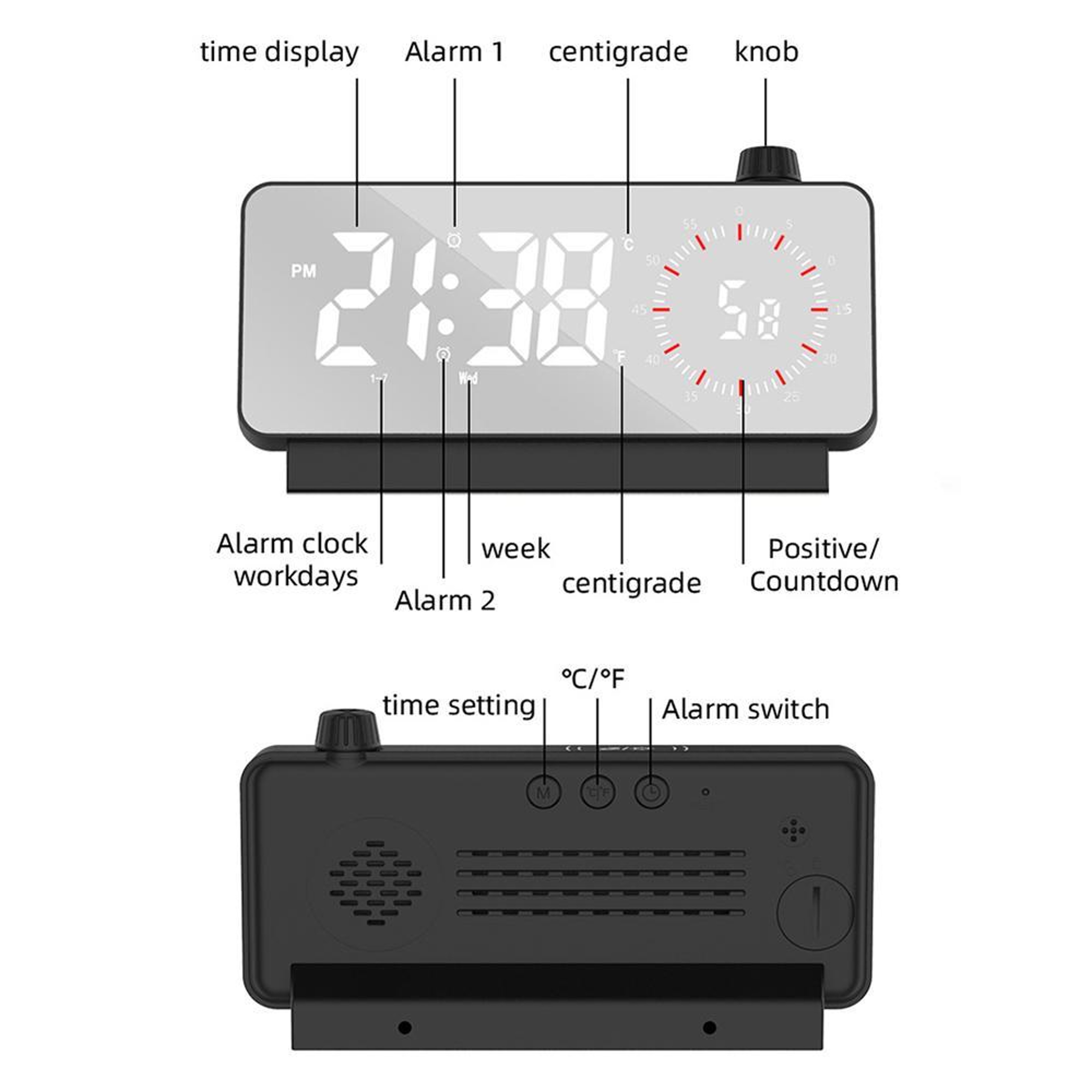 LumiMirror LED Alarm Clock With Visual Timer Dual Alarms  USB C Charging 7