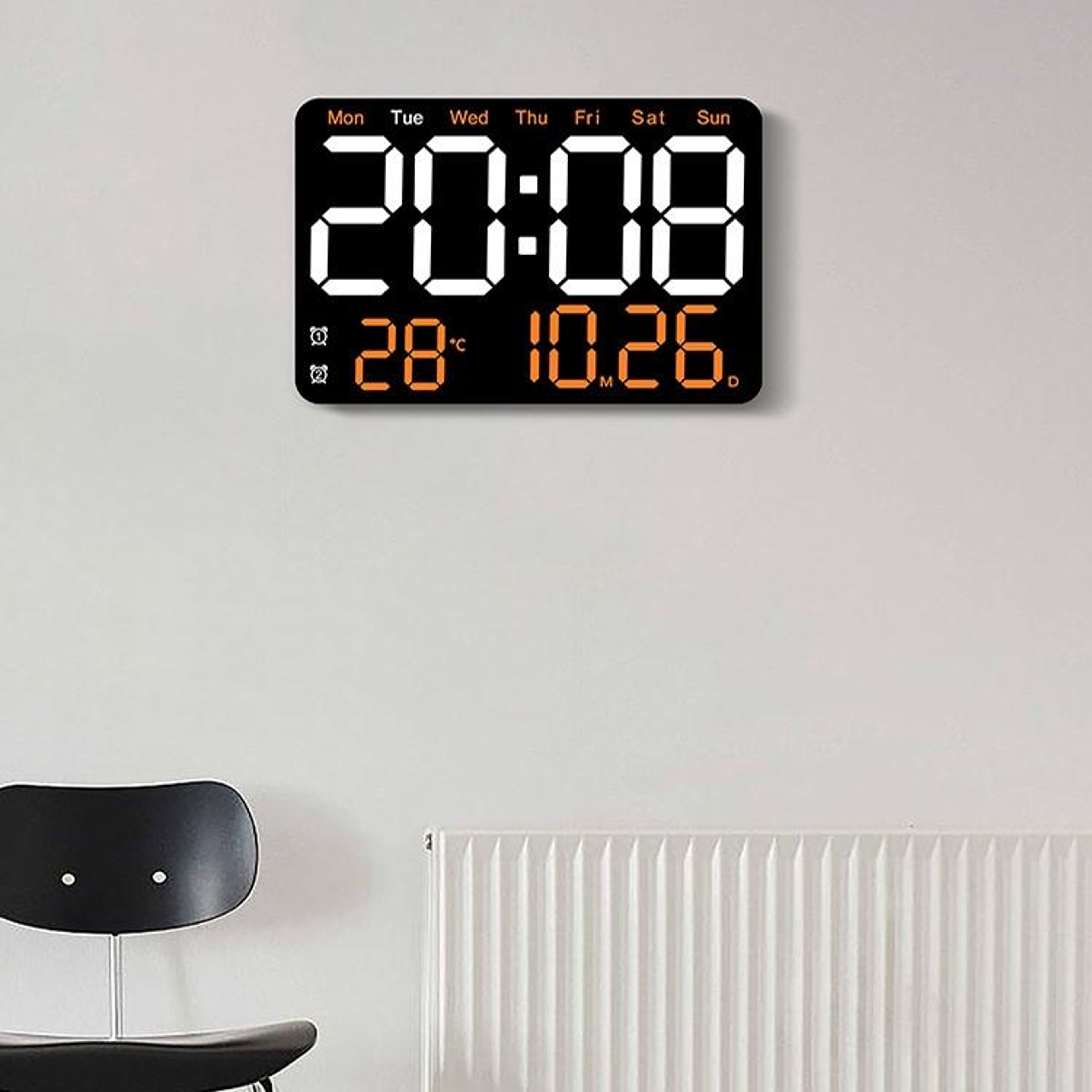 Smart LED Digital Wall Clock With Auto Brightness Temperature Display  Silent Alarm 1