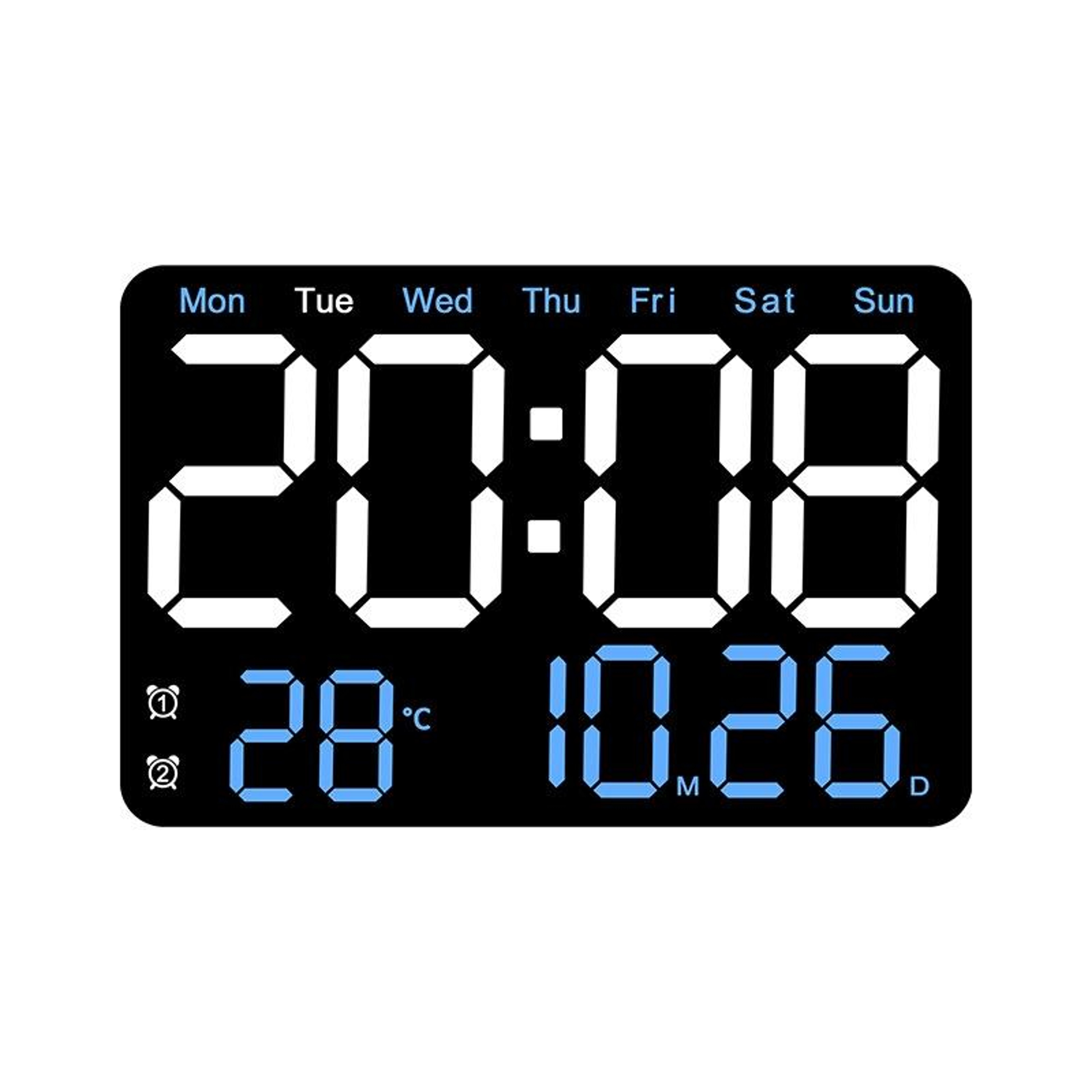Smart LED Digital Wall Clock With Auto Brightness Temperature Display  Silent Alarm 3