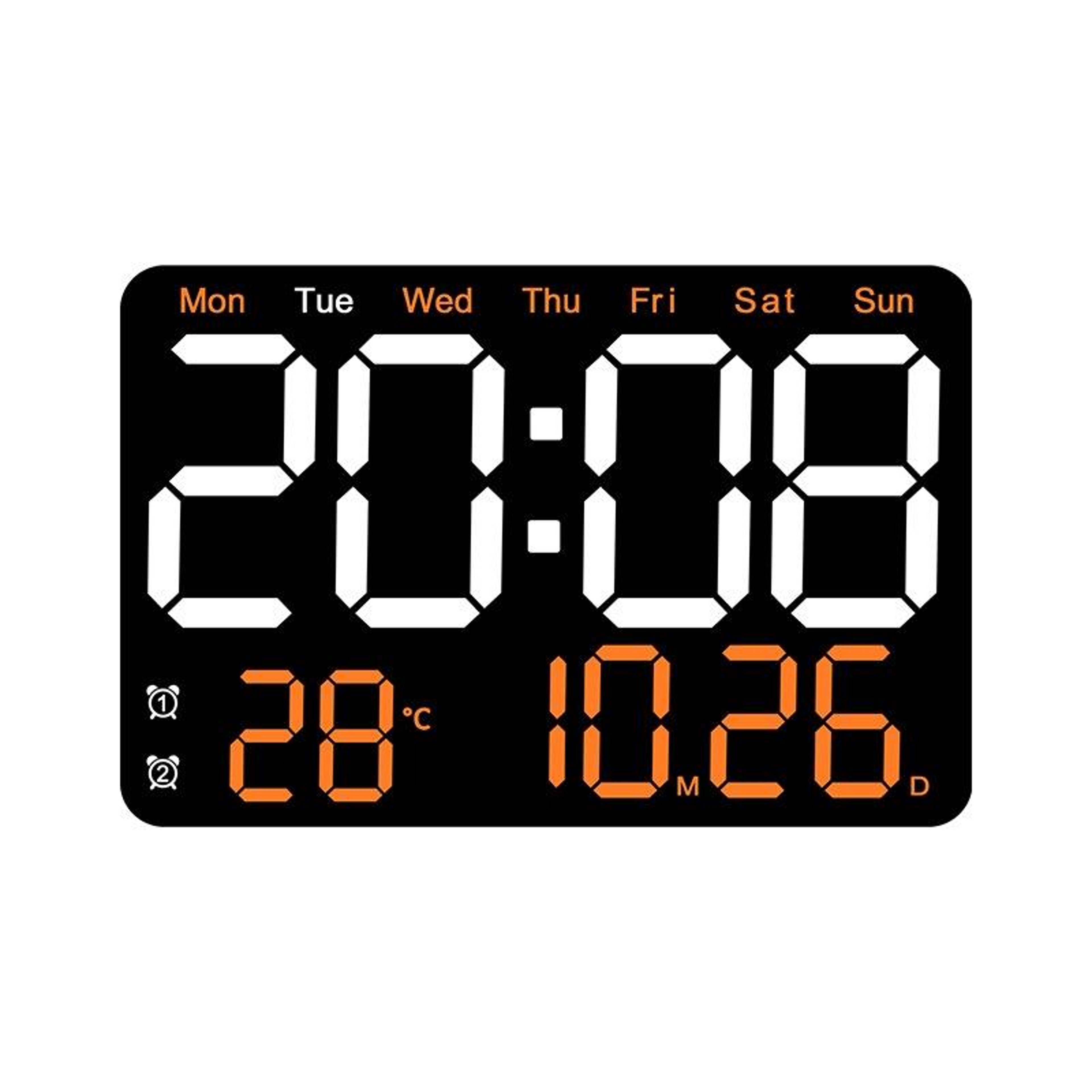 Smart LED Digital Wall Clock With Auto Brightness Temperature Display  Silent Alarm 10