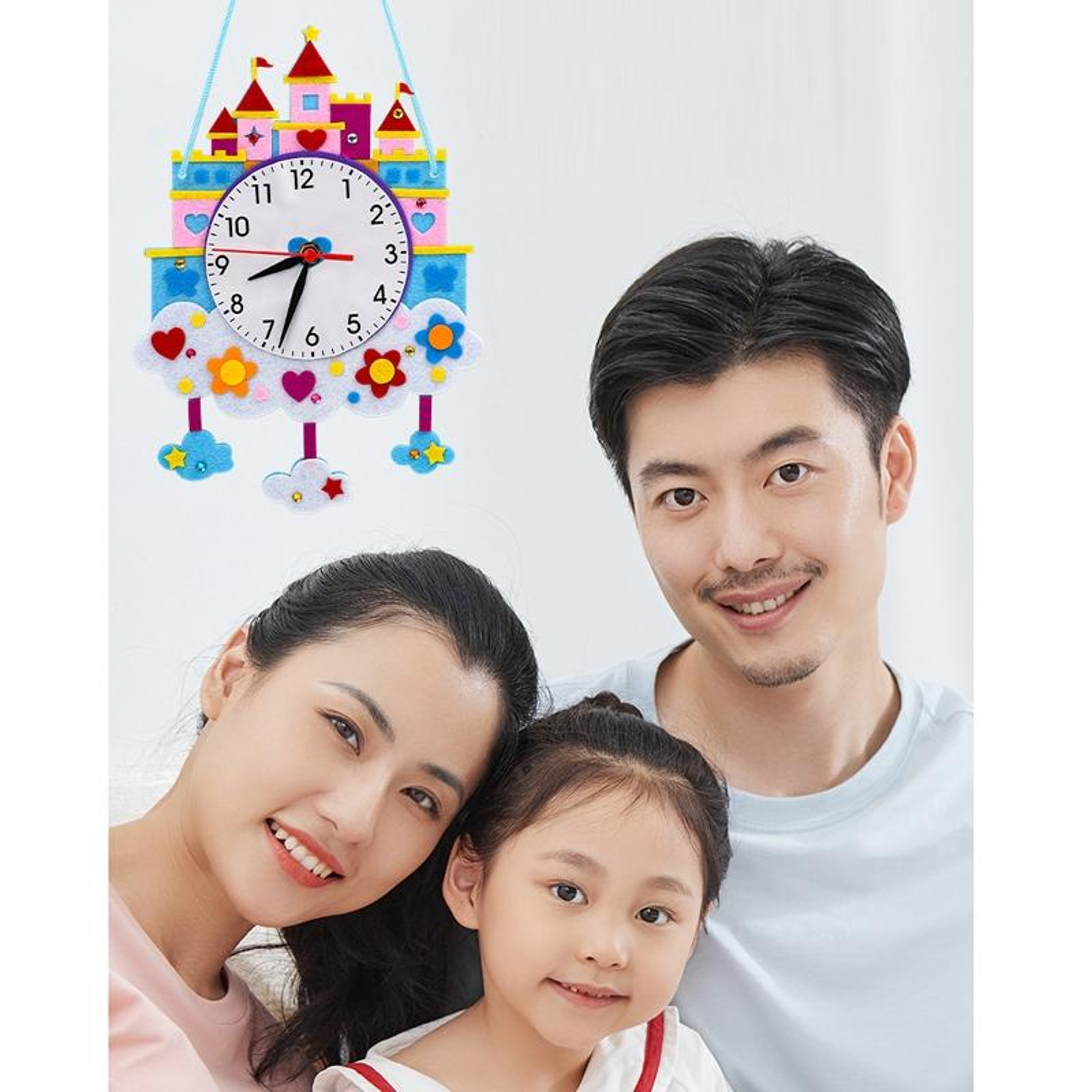 DIY Cartoon Learning Clock Craft Kit For Kids Time Teaching Wall Decoration 1