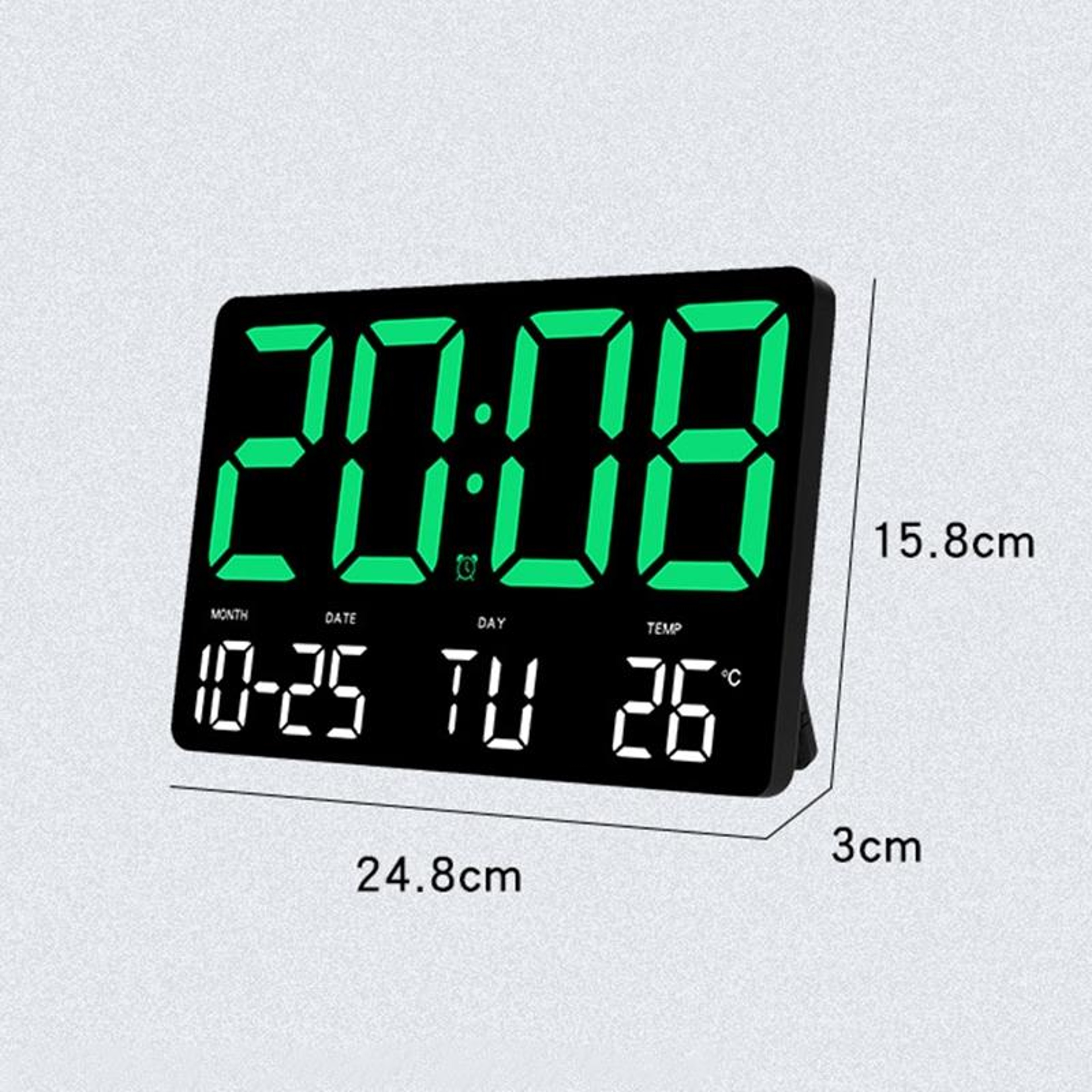 Large Display LED Digital Clock With Temperature Calendar  Adjustable Brightness 7