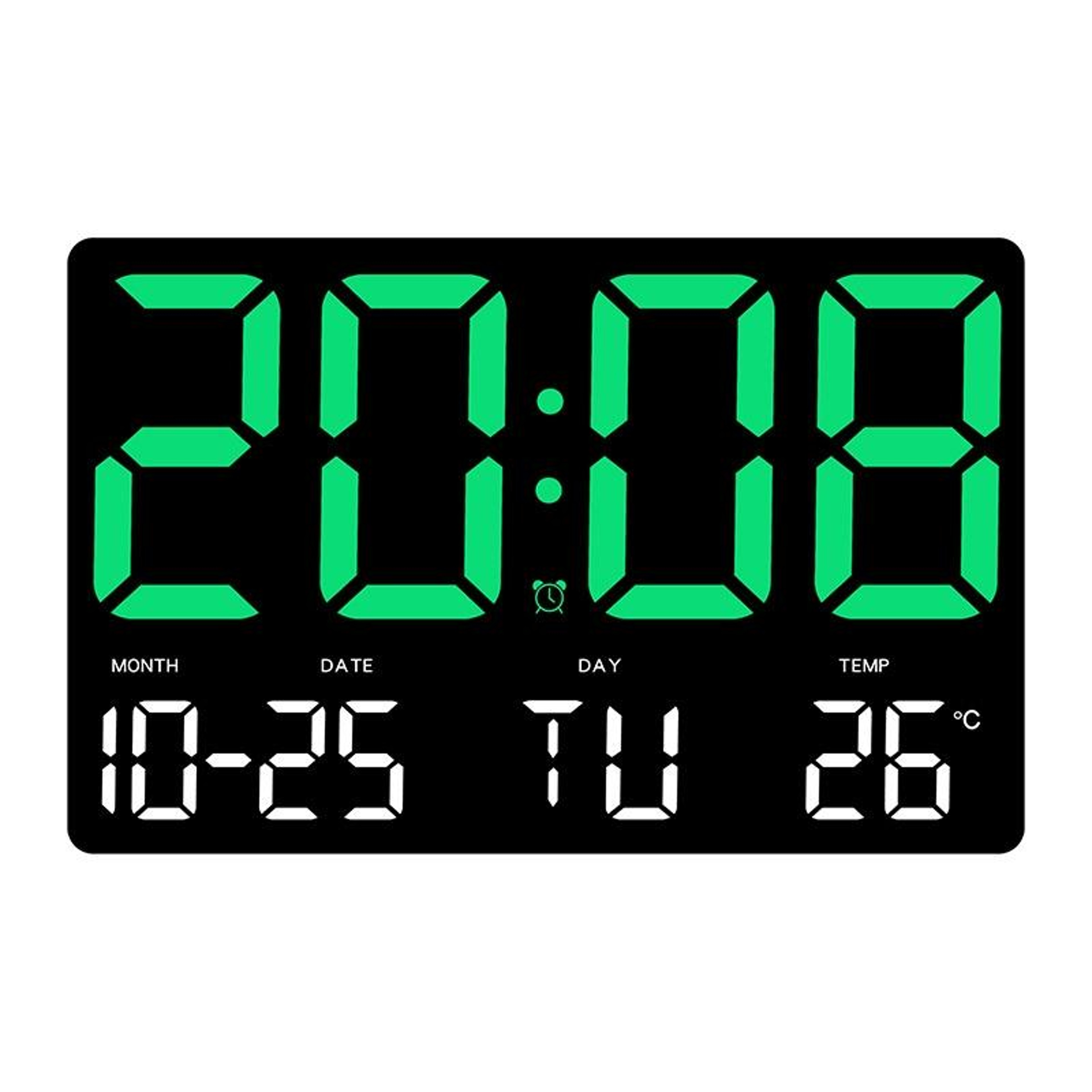 Large Display LED Digital Clock With Temperature Calendar  Adjustable Brightness 9