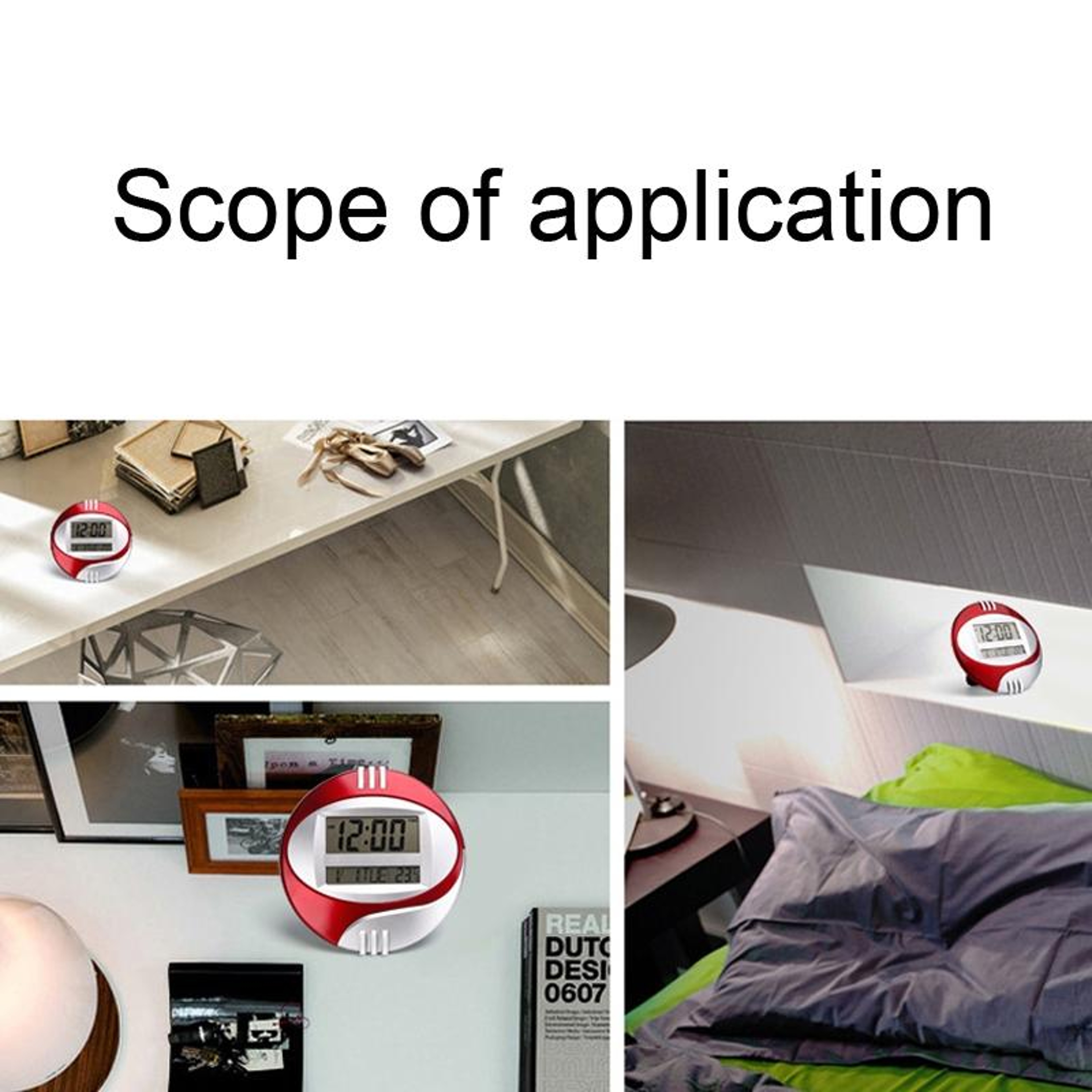 3885N Large LCD Digital Wall  Desk Clock With Temperature Display And Silent Alarm 8
