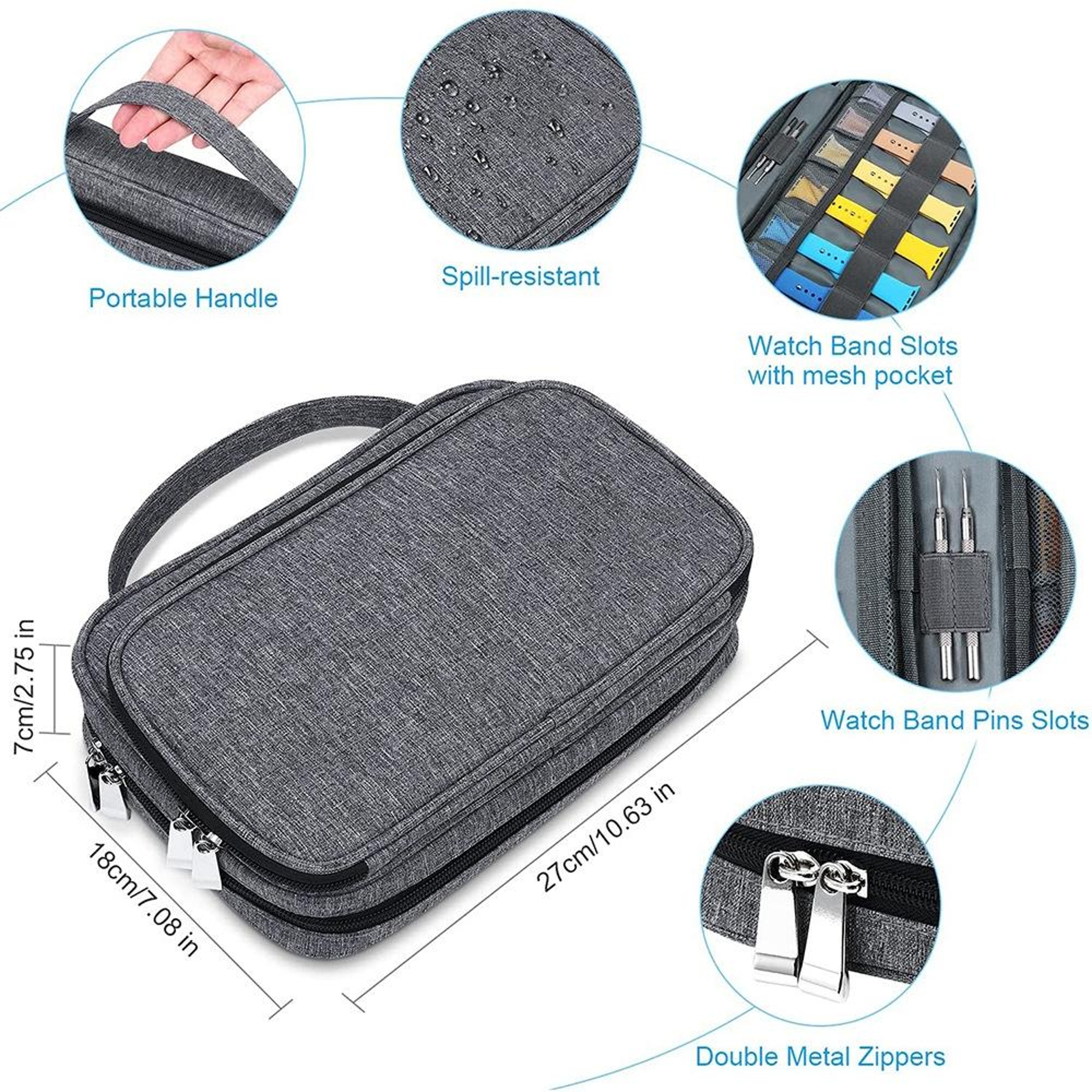 36 Slot Watch Strap Organizer Case  Cable Storage Bag For Travel And Desk Organization 3